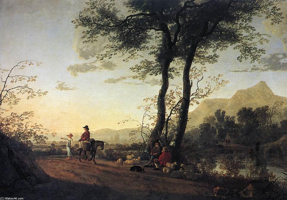 Wikioo.org - The Encyclopedia of Fine Arts - Painting, Artwork by Aelbert Jacobsz Cuyp - A Road near a River