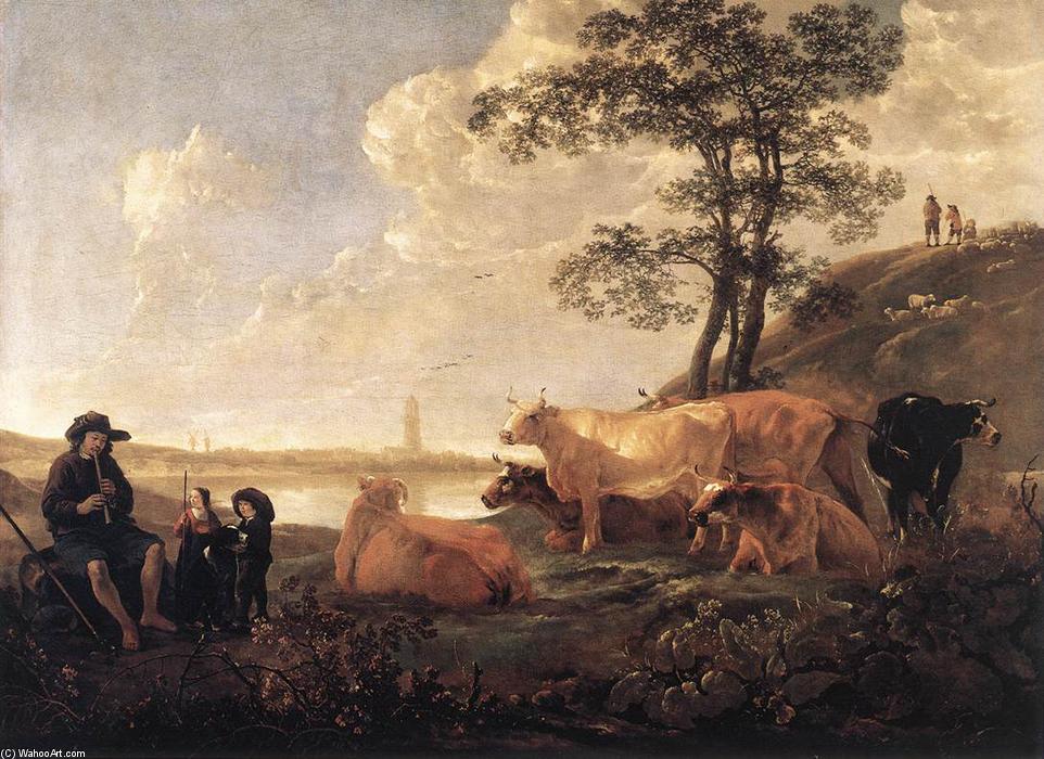 Wikioo.org - The Encyclopedia of Fine Arts - Painting, Artwork by Aelbert Jacobsz Cuyp - Landscape near Rhenen