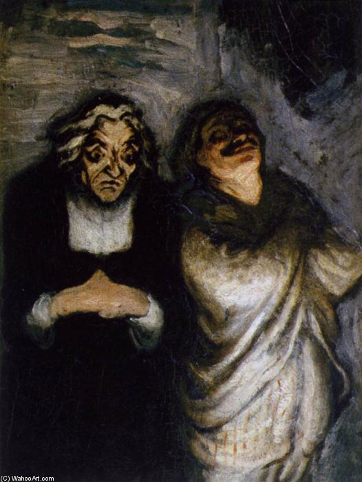 Wikoo.org - موسوعة الفنون الجميلة - اللوحة، العمل الفني Honoré Daumier - Scene from a Comedy