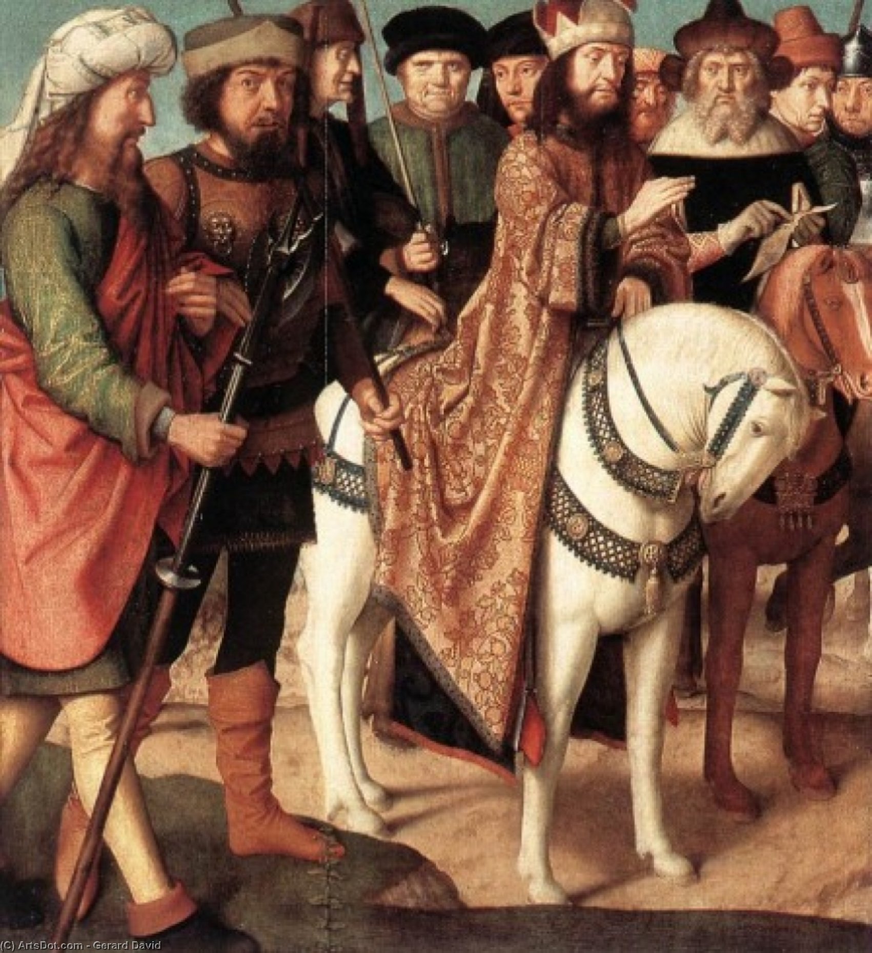 Wikioo.org - The Encyclopedia of Fine Arts - Painting, Artwork by Gerard David - Pilate's Dispute with the High Priest