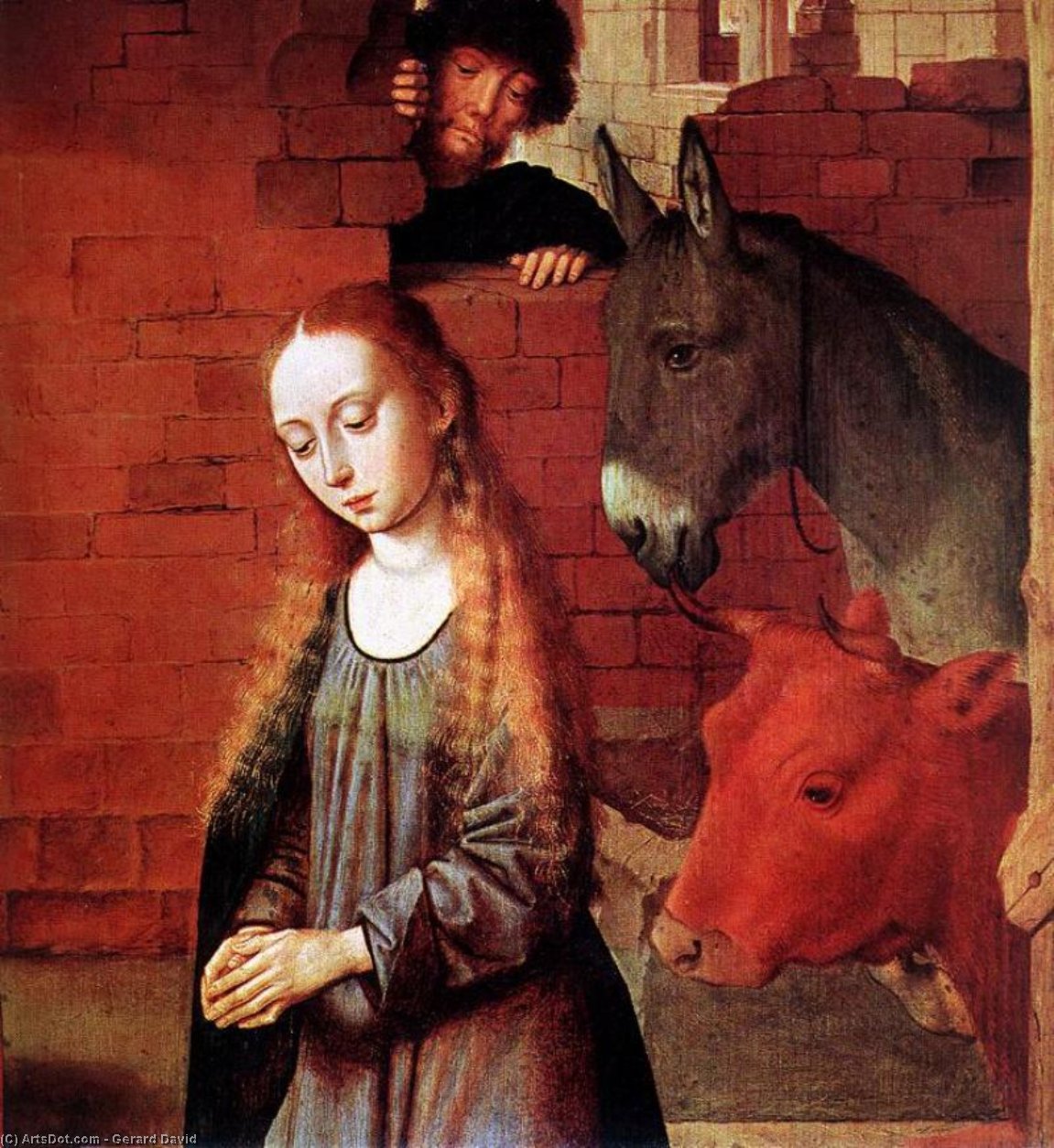 Wikioo.org - The Encyclopedia of Fine Arts - Painting, Artwork by Gerard David - The Nativity (detail)