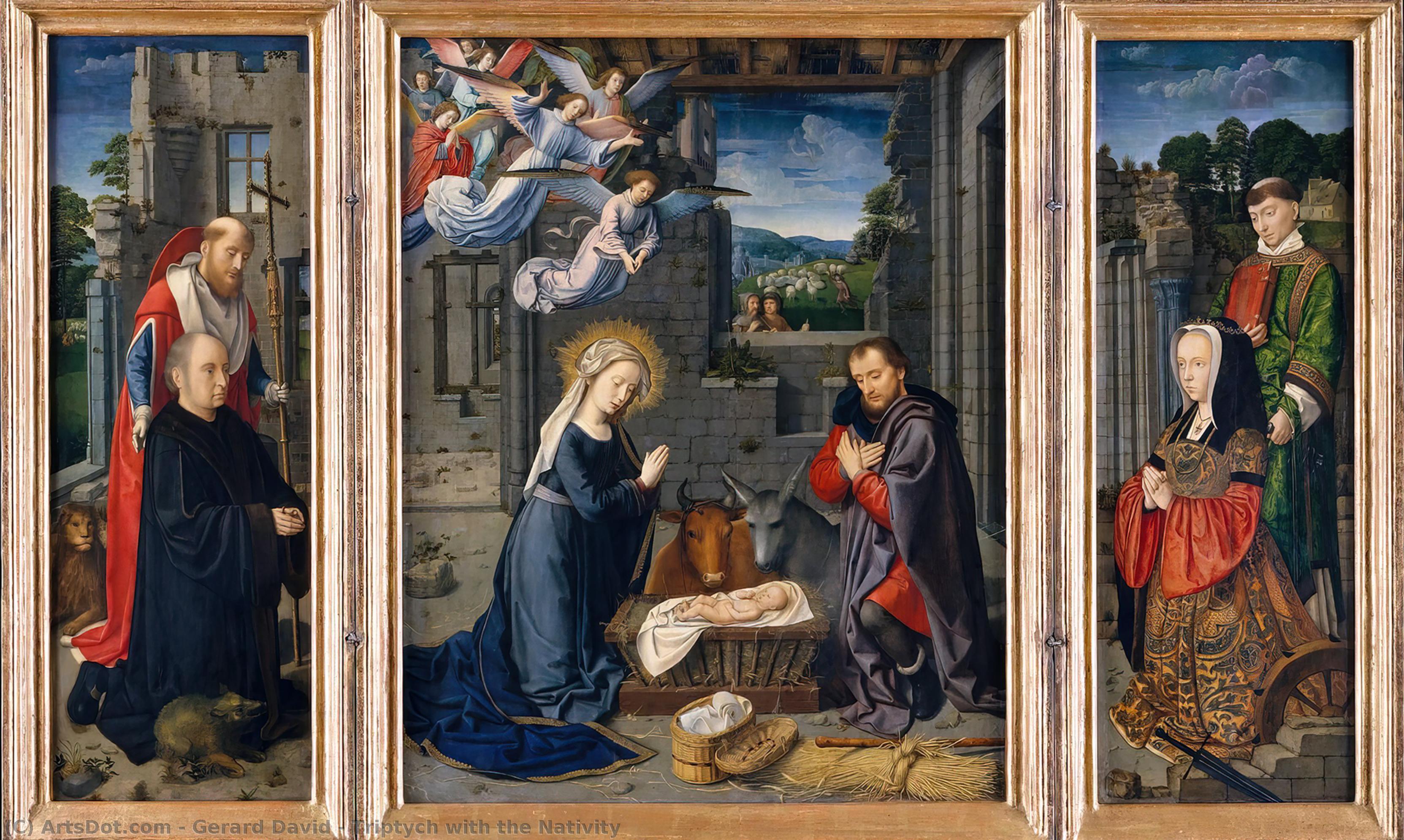 WikiOO.org - Enciclopédia das Belas Artes - Pintura, Arte por Gerard David - Triptych with the Nativity