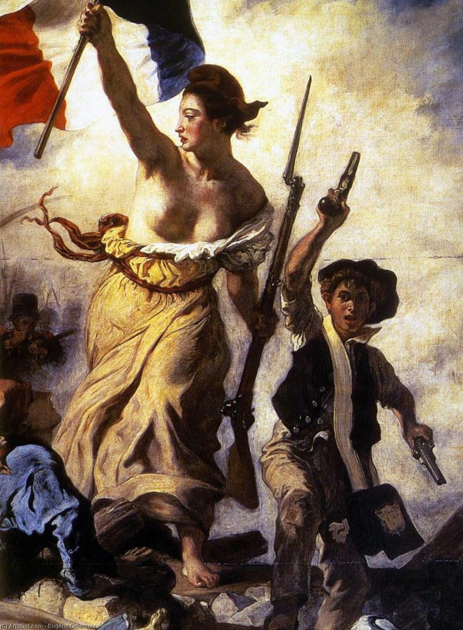 Wikioo.org - The Encyclopedia of Fine Arts - Painting, Artwork by Eugène Delacroix - Liberty Leading the People (detail)