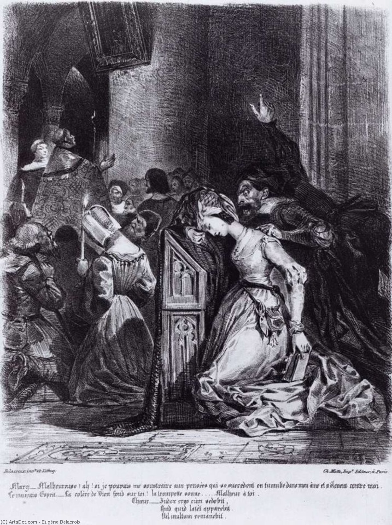 Wikioo.org – L'Enciclopedia delle Belle Arti - Pittura, Opere di Eugène Delacroix - Margarete in chiesa