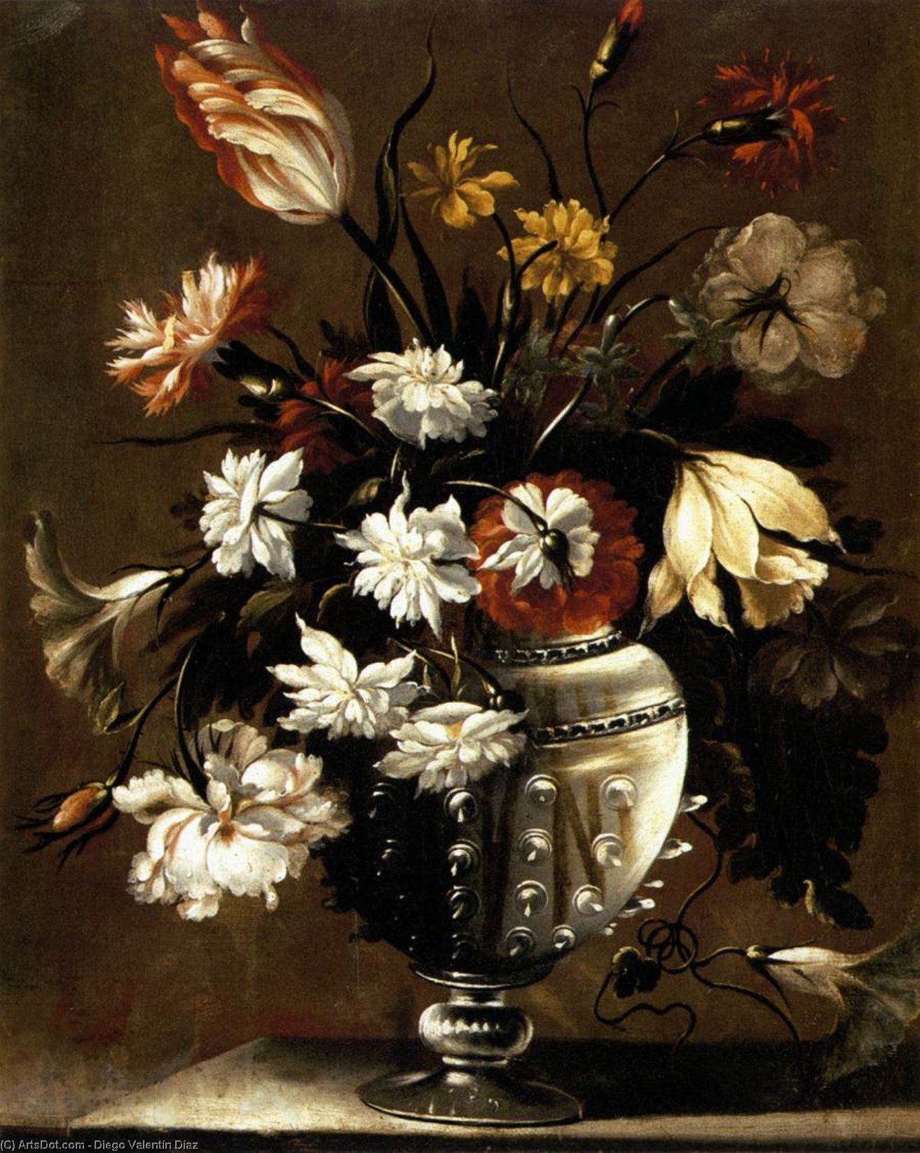 WikiOO.org - Енциклопедия за изящни изкуства - Живопис, Произведения на изкуството Diego Valentín Díaz - Vase of Flowers