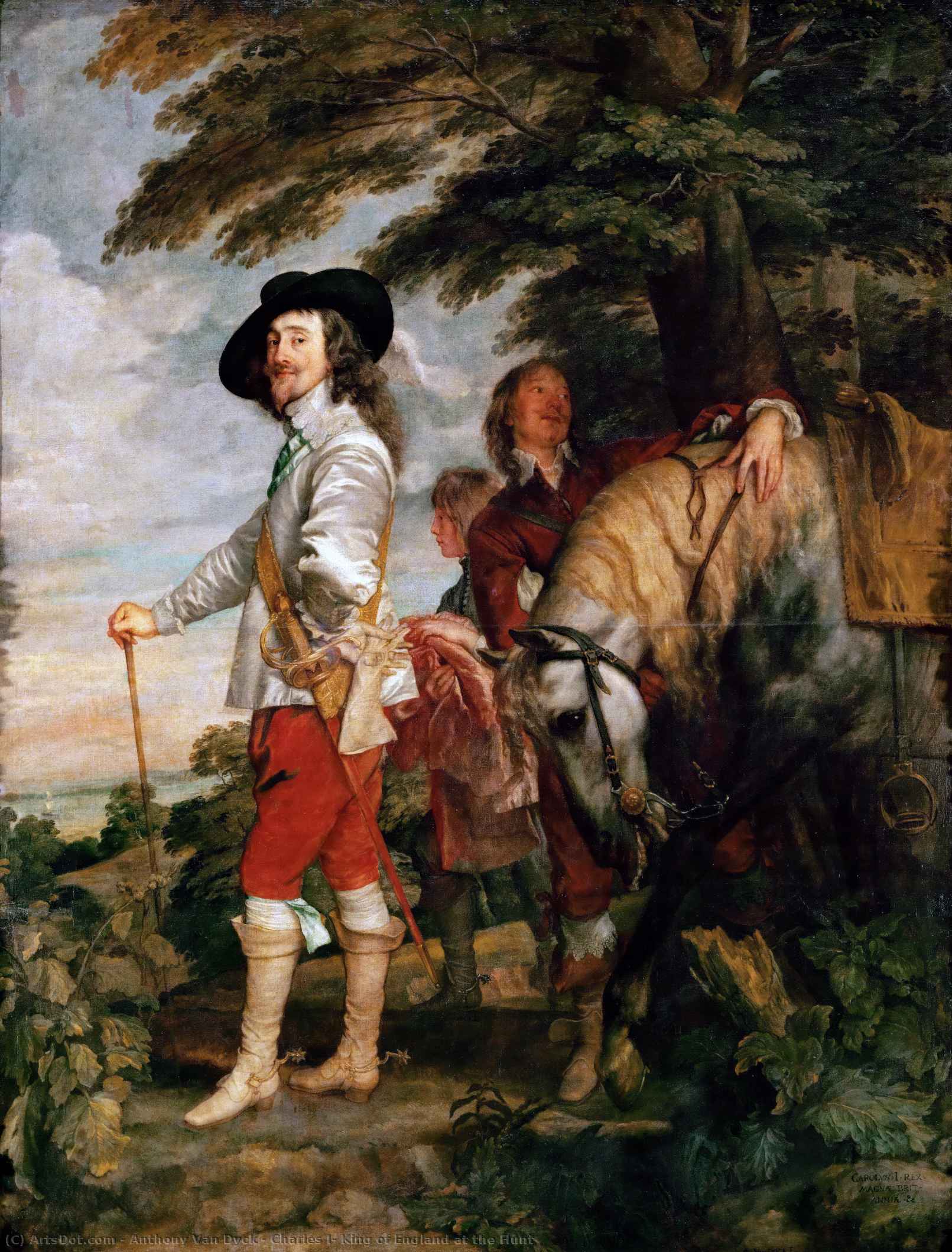 Wikioo.org – L'Enciclopedia delle Belle Arti - Pittura, Opere di Anthony Van Dyck - Carlo I Re  di  l'inghilterra  in tempo  dopodomani  Caccia