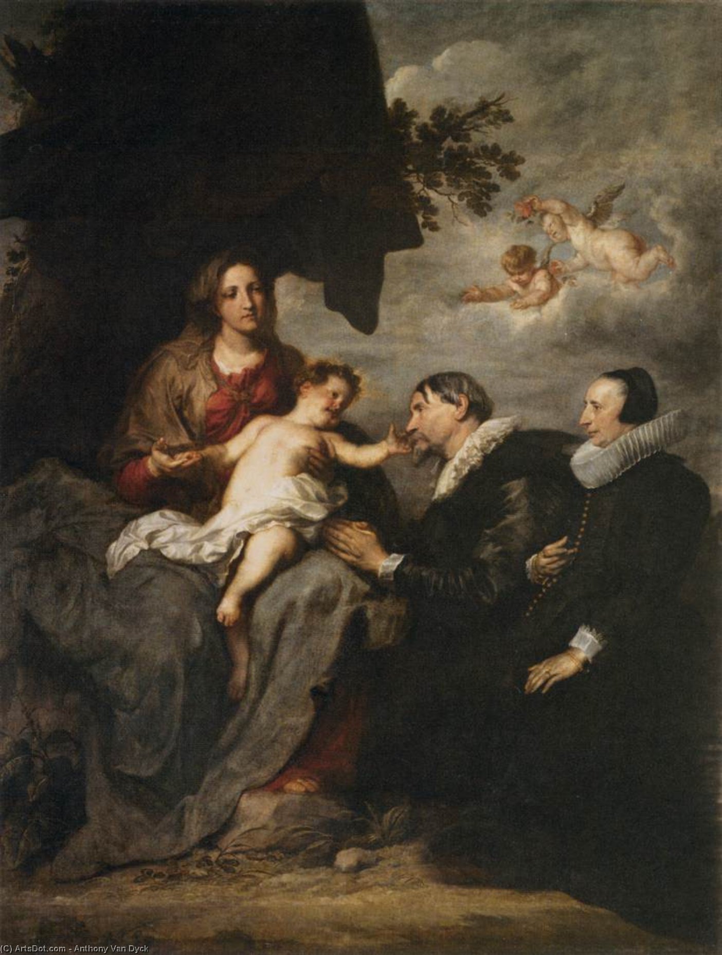 WikiOO.org - Enciklopedija dailės - Tapyba, meno kuriniai Anthony Van Dyck - Virgin with Donors