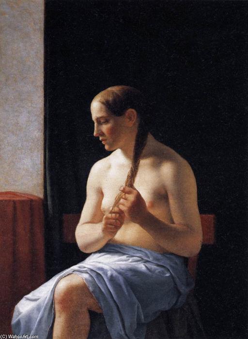 Wikioo.org – La Enciclopedia de las Bellas Artes - Pintura, Obras de arte de Christoffer Wilhelm Eckersberg - sentado desnudo modelo