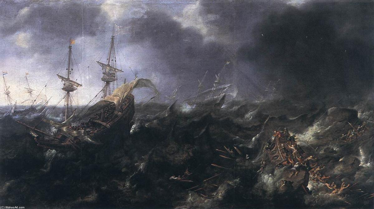 Wikioo.org - The Encyclopedia of Fine Arts - Painting, Artwork by Andries Van Eertvelt - Ships in Peril