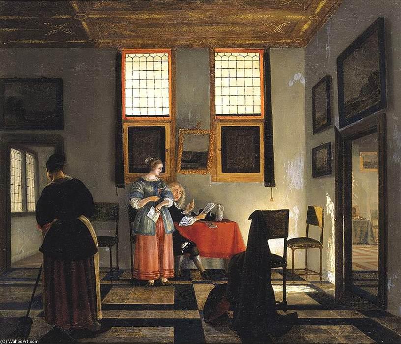 Wikioo.org - The Encyclopedia of Fine Arts - Painting, Artwork by Pieter Janssens Elinga - Interior with Seated Figures