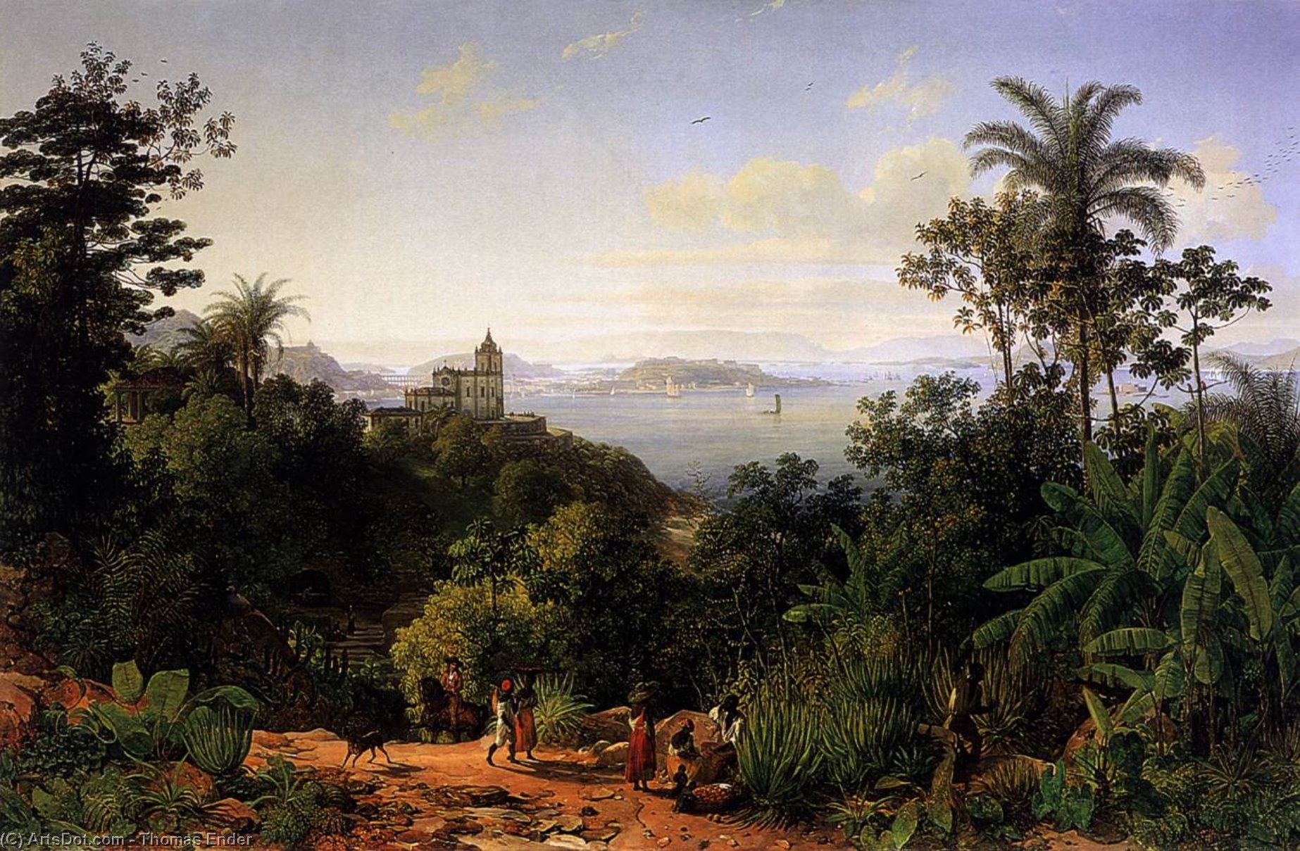 Wikioo.org - The Encyclopedia of Fine Arts - Painting, Artwork by Thomas Ender - View of Rio de Janeiro