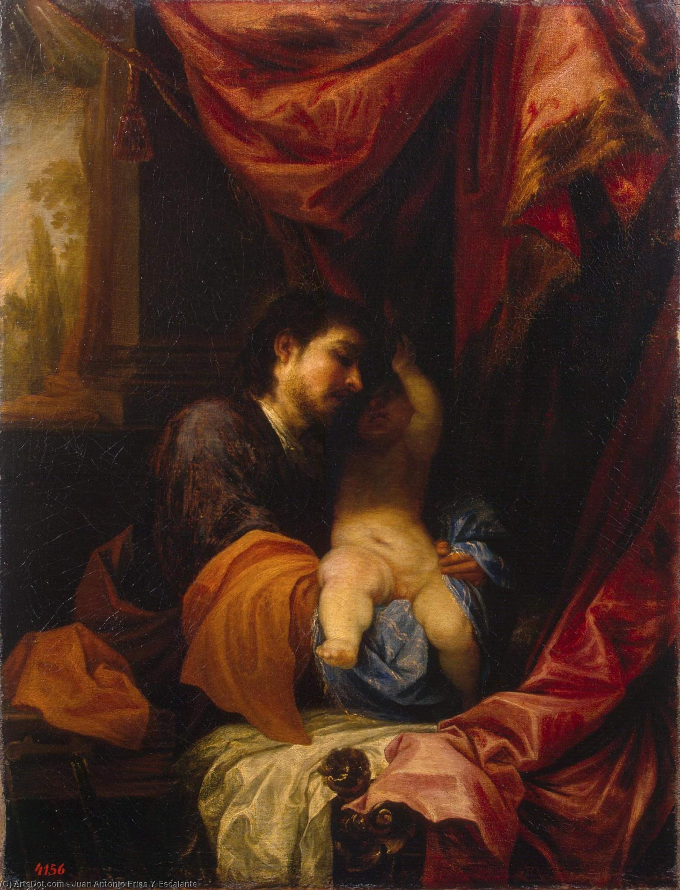 Wikioo.org - The Encyclopedia of Fine Arts - Painting, Artwork by Juan Antonio Frias Y Escalante - St Joseph and the Infant Christ
