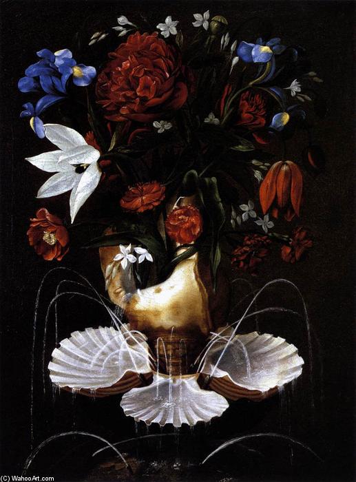 WikiOO.org - دایره المعارف هنرهای زیبا - نقاشی، آثار هنری Juan Bautista De Espinosa - Still-Life with Shell Fountain and Flowers