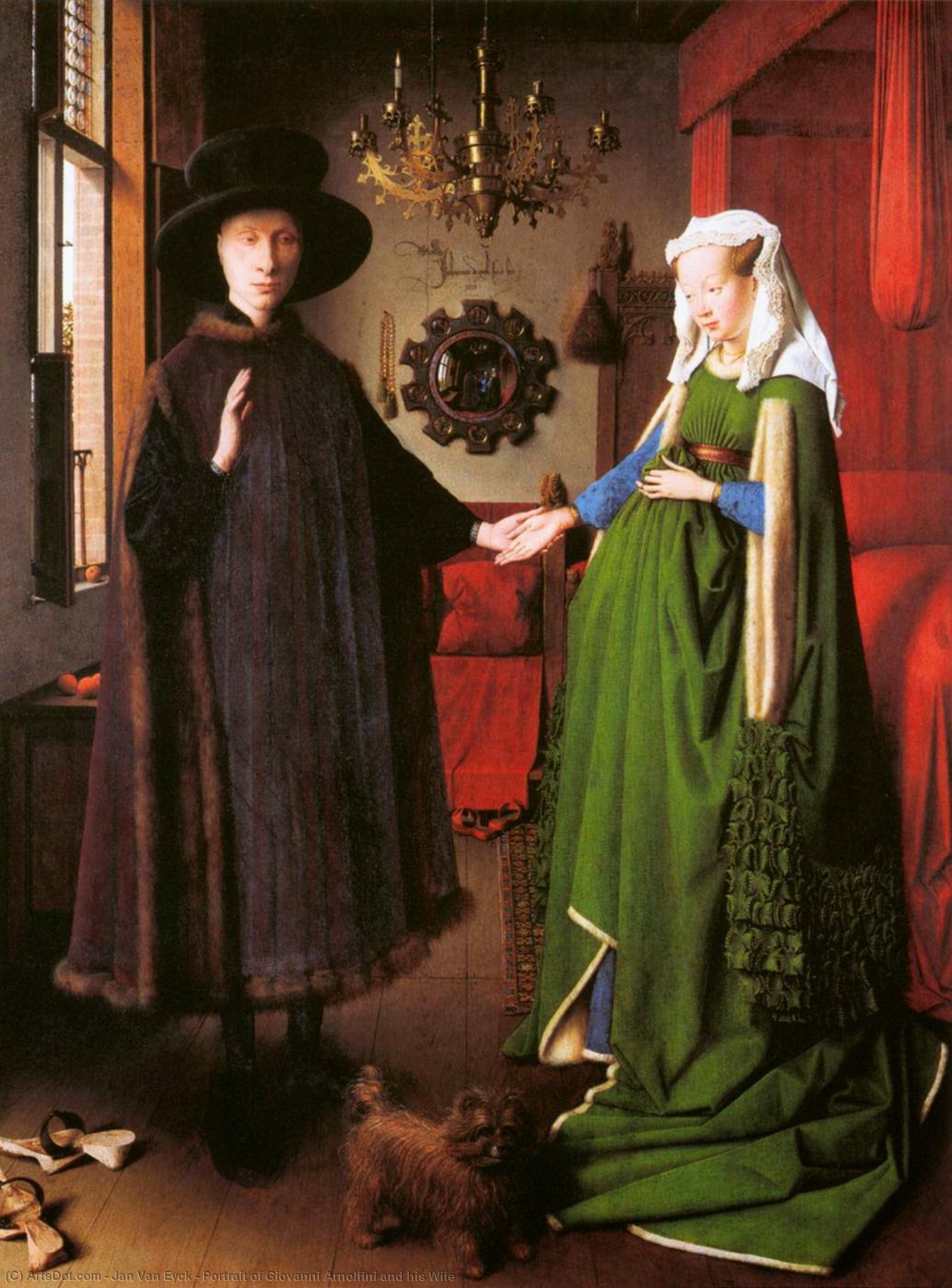 Wikoo.org - موسوعة الفنون الجميلة - اللوحة، العمل الفني Jan Van Eyck - Portrait of Giovanni Arnolfini and his Wife