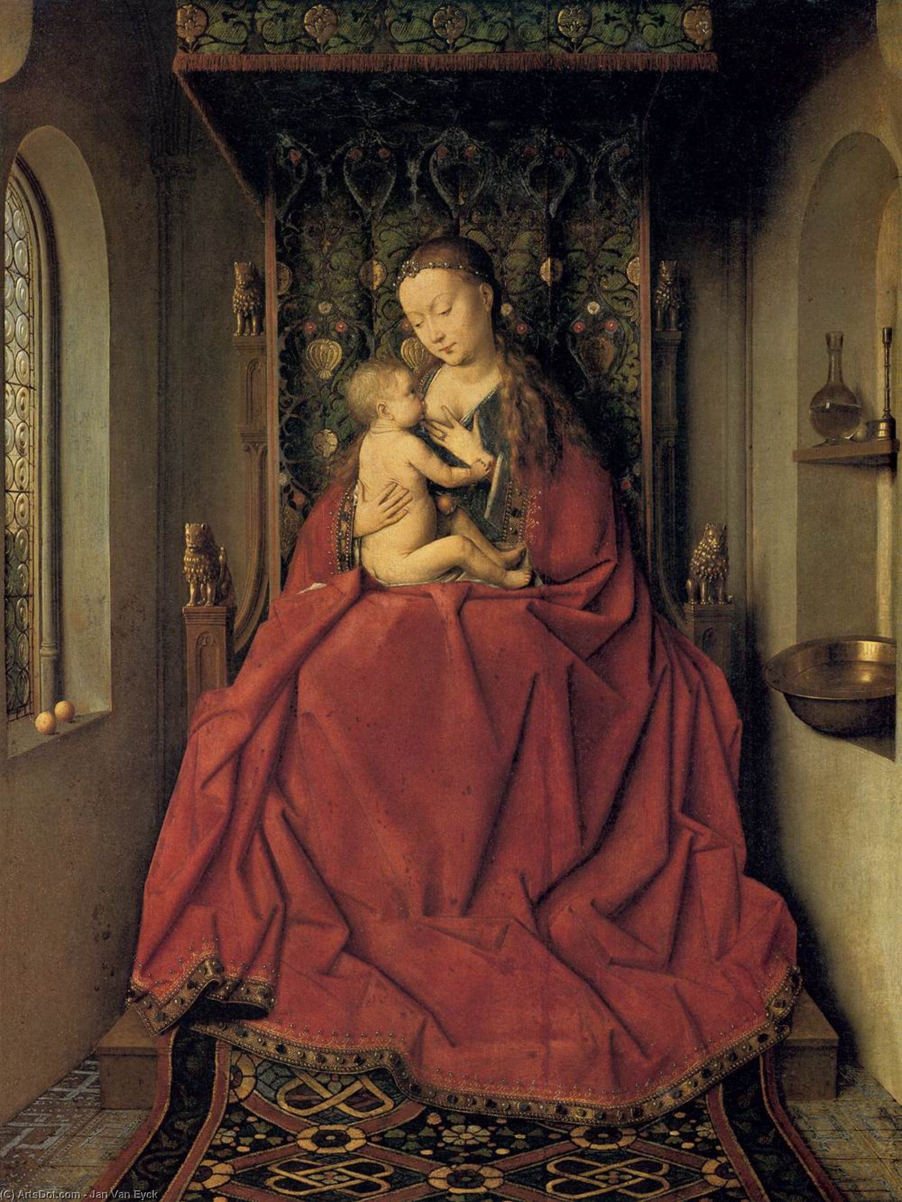 Wikioo.org - The Encyclopedia of Fine Arts - Painting, Artwork by Jan Van Eyck - Suckling Madonna Enthroned