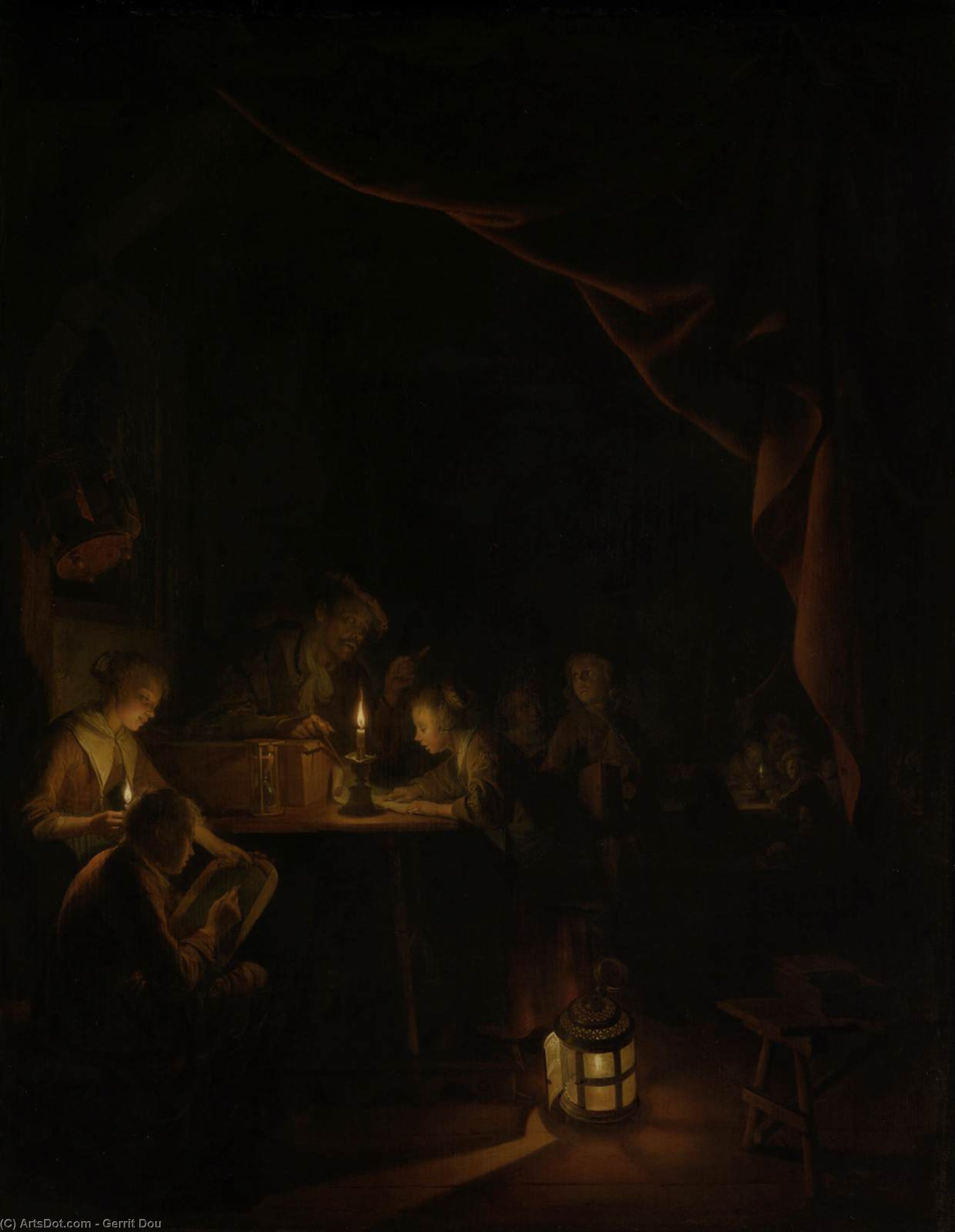 WikiOO.org - Енциклопедія образотворчого мистецтва - Живопис, Картини
 Gerrit (Gérard) Dou - The Night School