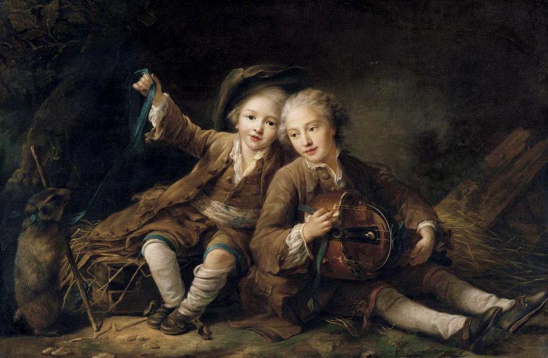 Wikioo.org - The Encyclopedia of Fine Arts - Painting, Artwork by François Hubert Drouais - The Children of the Duc de Bouillon