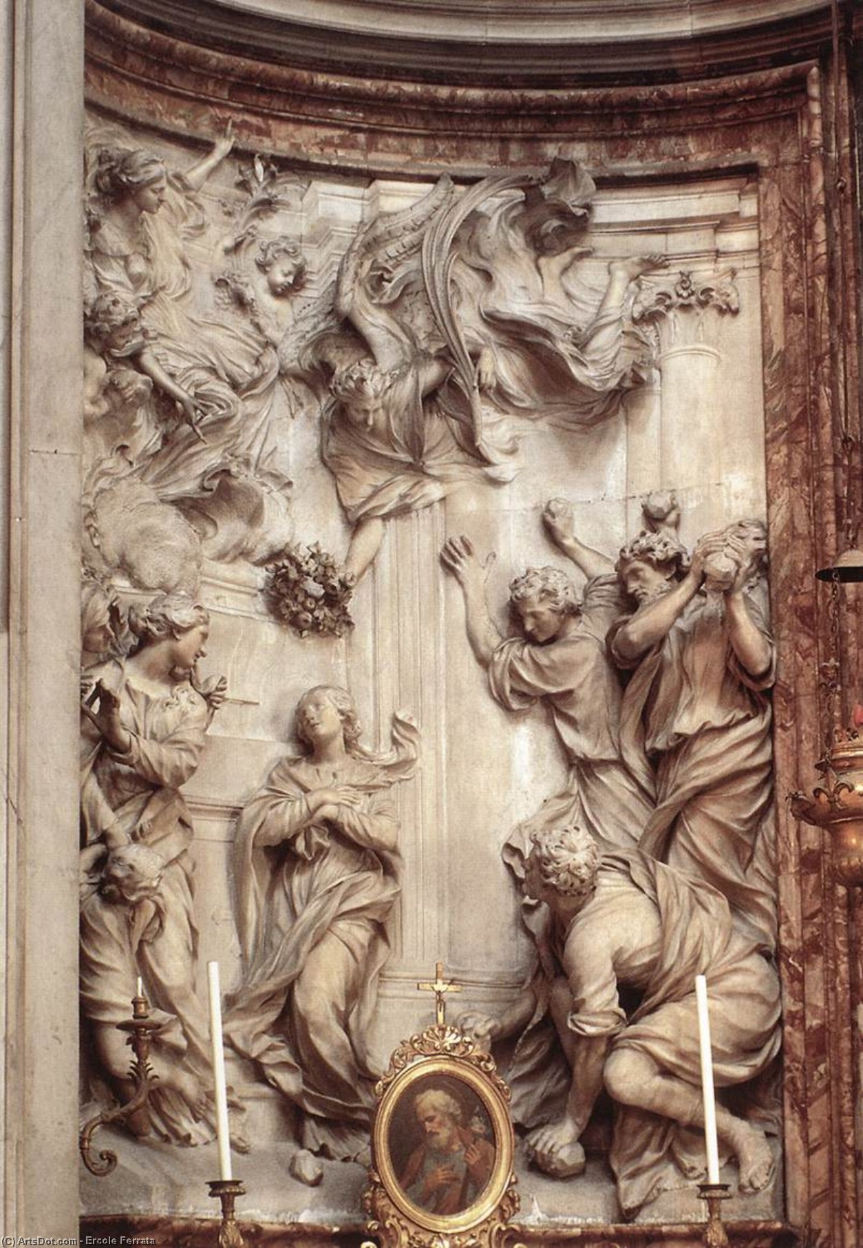Wikioo.org – L'Encyclopédie des Beaux Arts - Peinture, Oeuvre de Ercole Ferrata - Lapidation de St Emerenziana