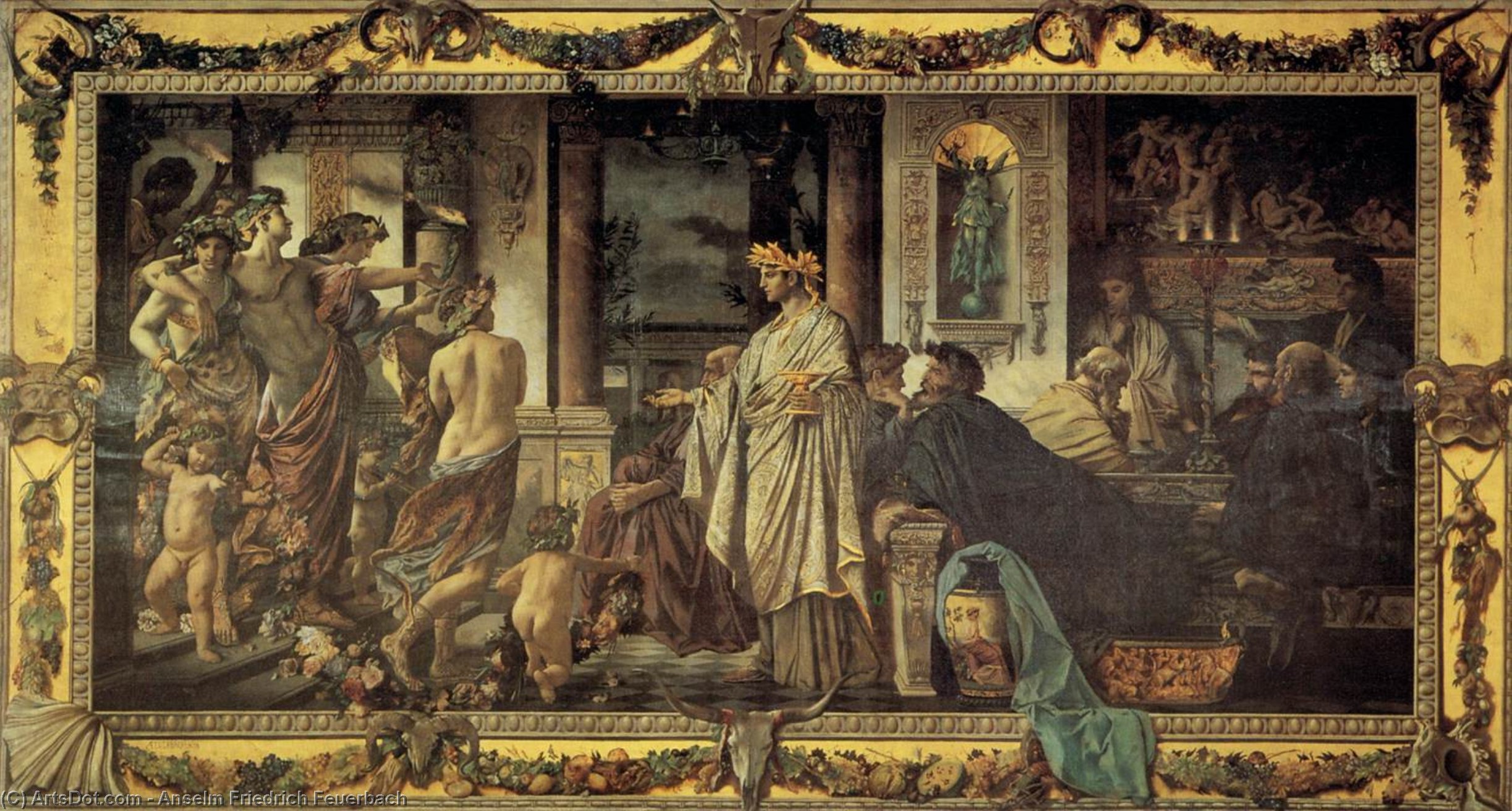 WikiOO.org - Encyclopedia of Fine Arts - Schilderen, Artwork Anselm Friedrich Feuerbach - Platonic Banquet