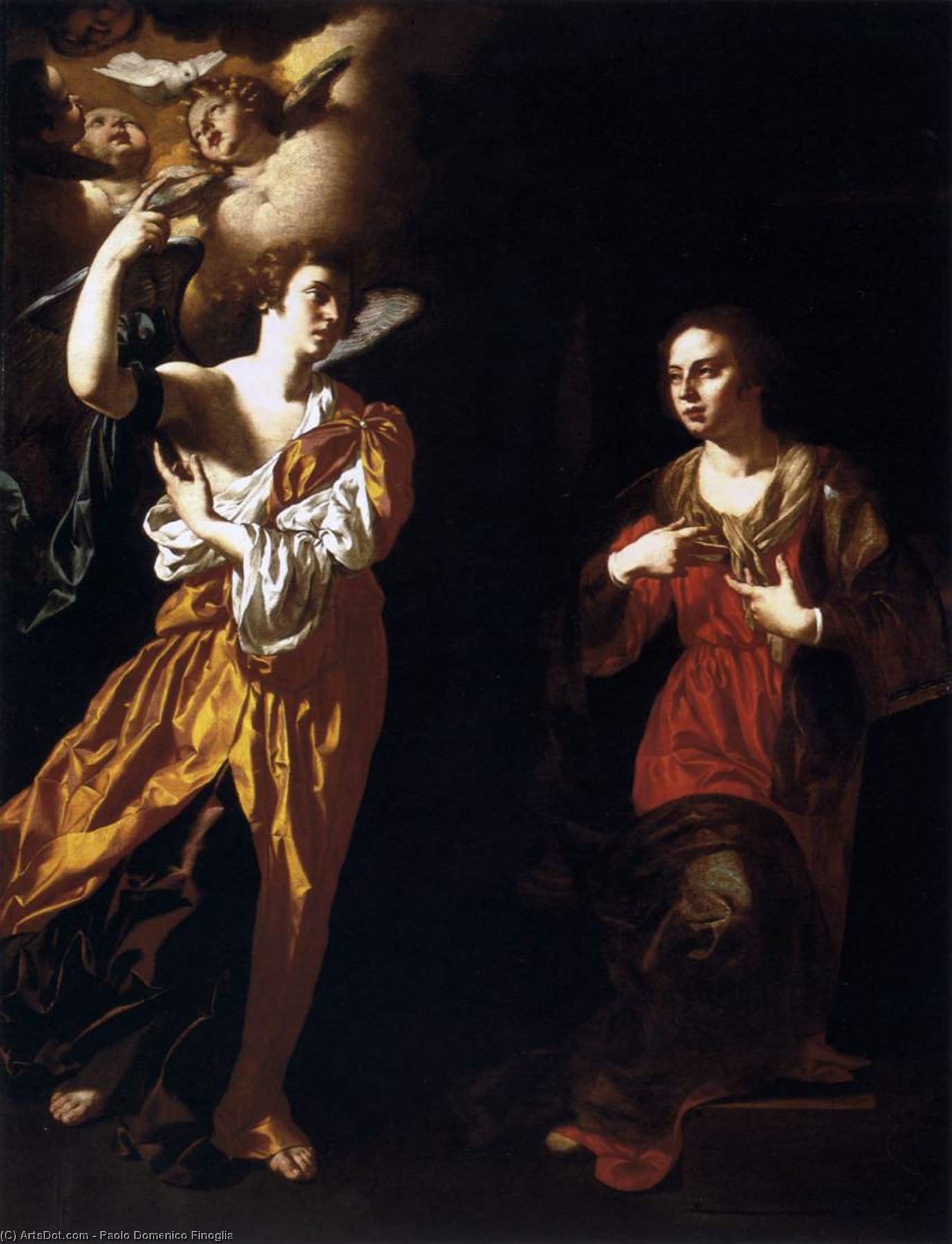 Wikioo.org - The Encyclopedia of Fine Arts - Painting, Artwork by Paolo Domenico Finoglia - Annunciation