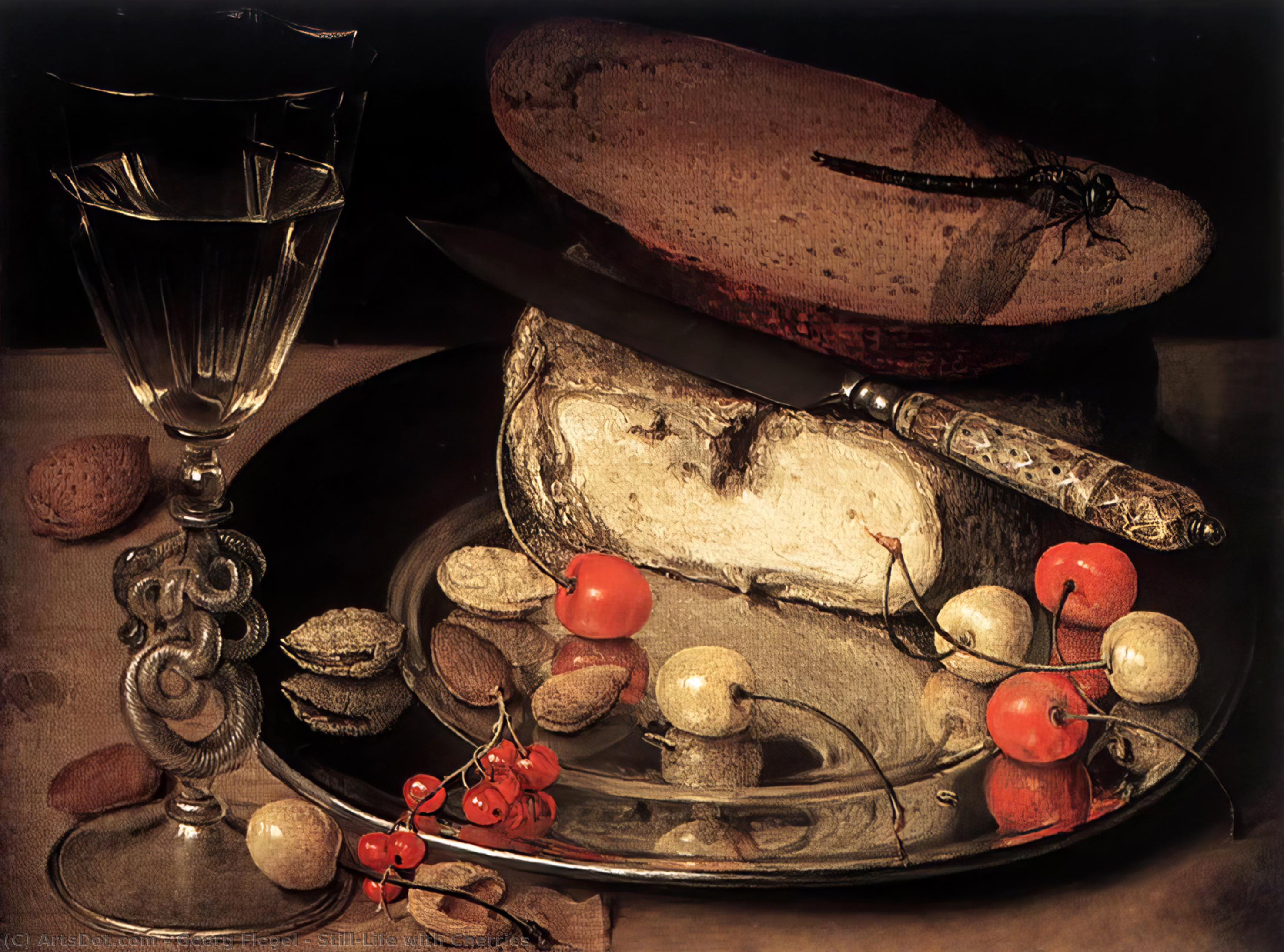 Wikioo.org - The Encyclopedia of Fine Arts - Painting, Artwork by Georg Flegel - Still-Life with Cherries