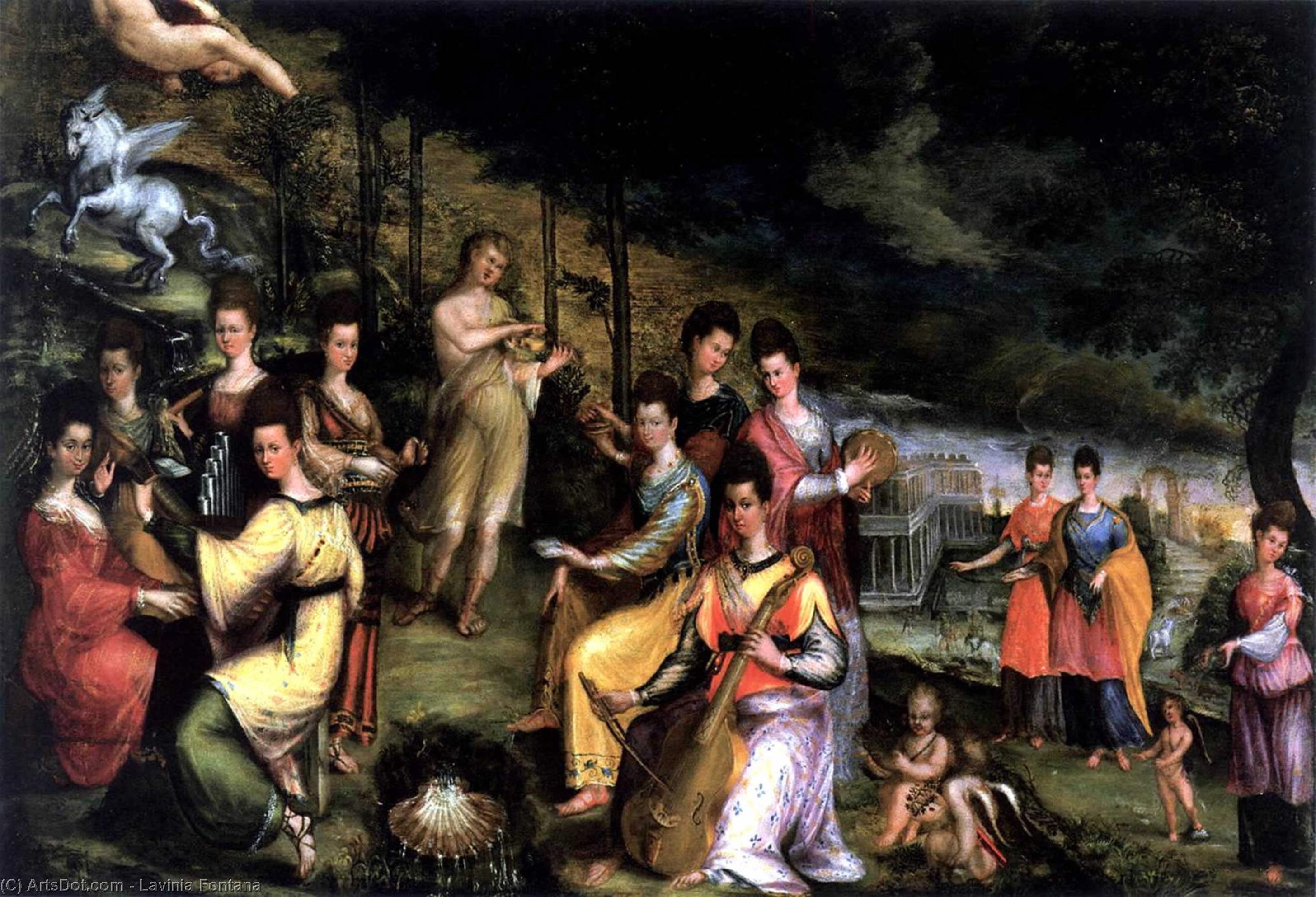 Wikioo.org – L'Encyclopédie des Beaux Arts - Peinture, Oeuvre de Lavinia Fontana - Apollon et les Muses Parnasse