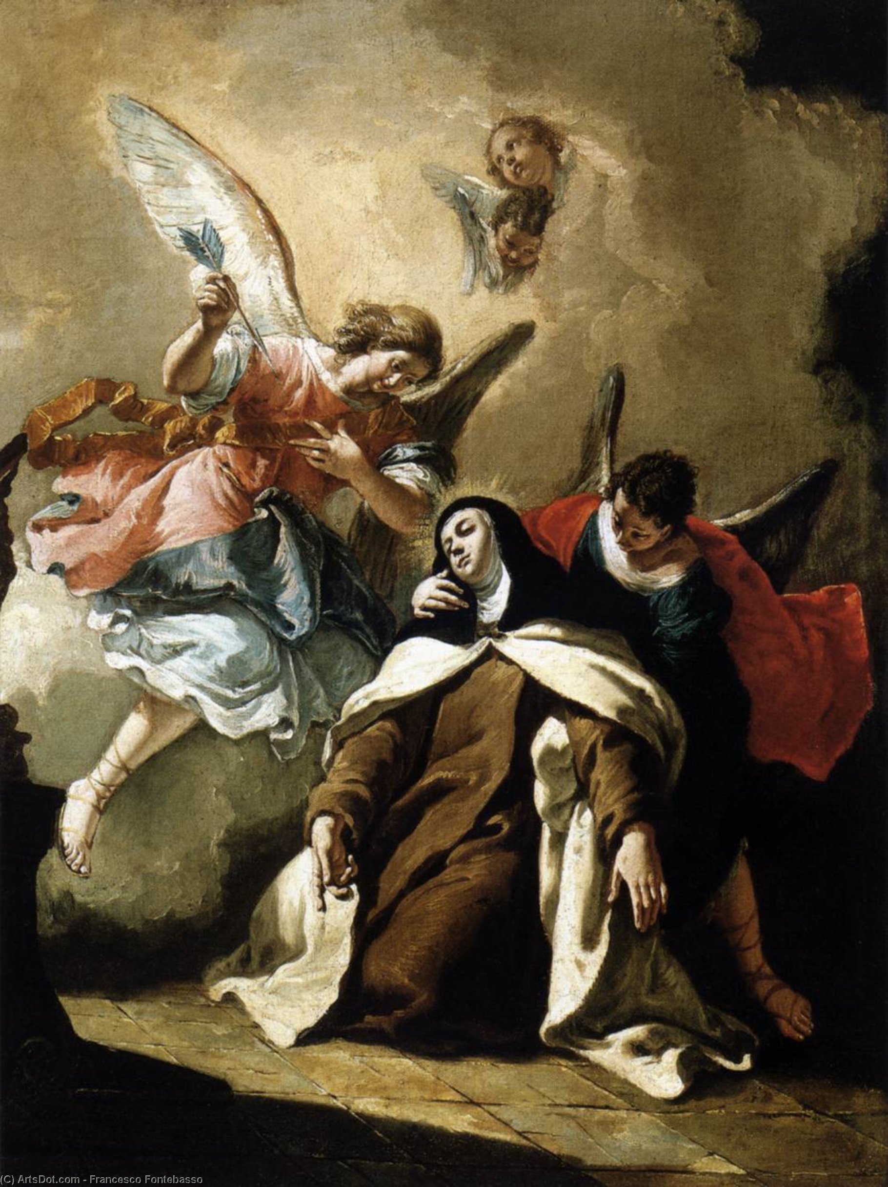 Wikioo.org - The Encyclopedia of Fine Arts - Painting, Artwork by Francesco Fontebasso - The Ecstasy of St Therese