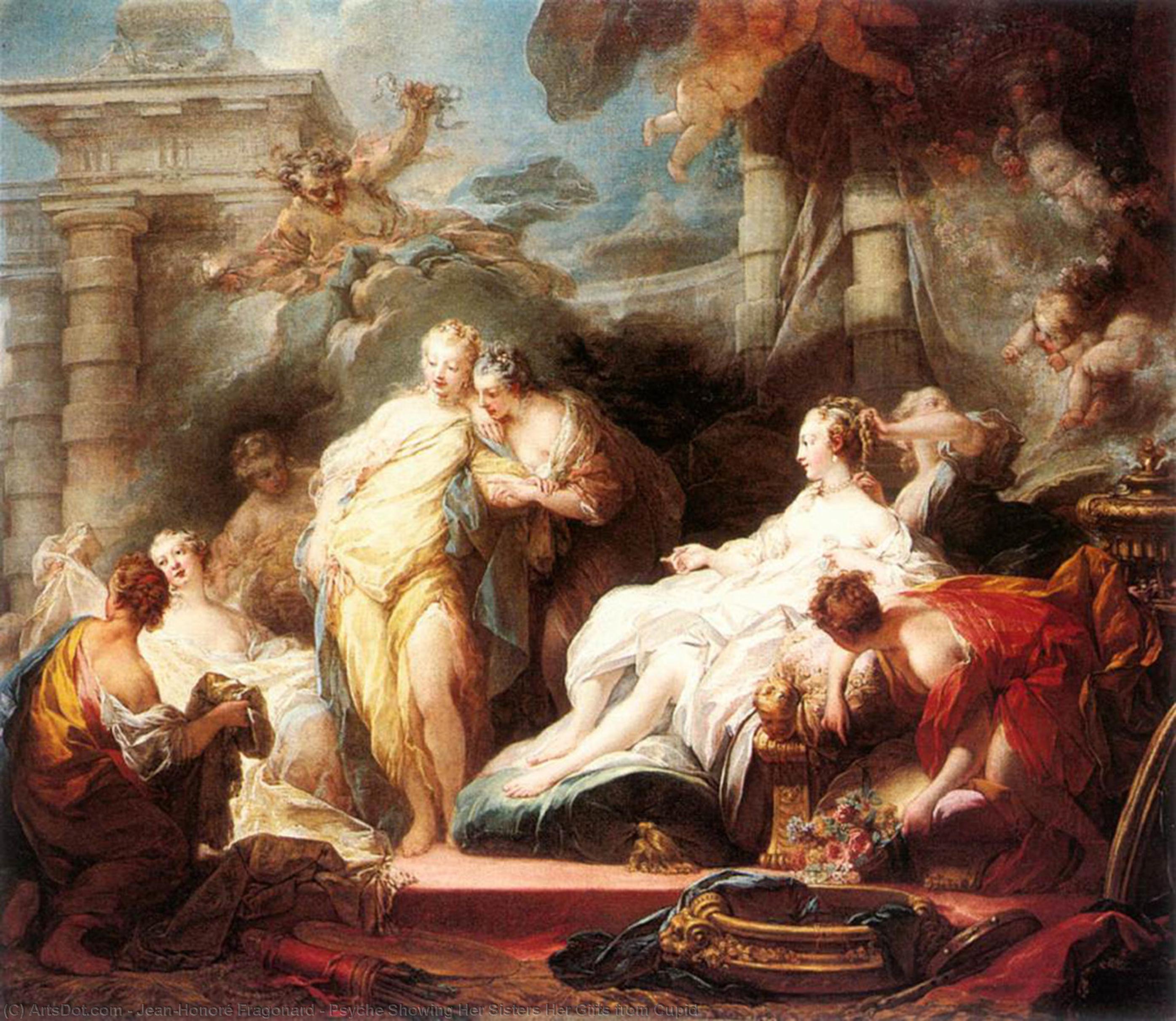 Wikioo.org - The Encyclopedia of Fine Arts - Painting, Artwork by Jean-Honoré Fragonard - Psyche Showing Her Sisters Her Gifts from Cupid