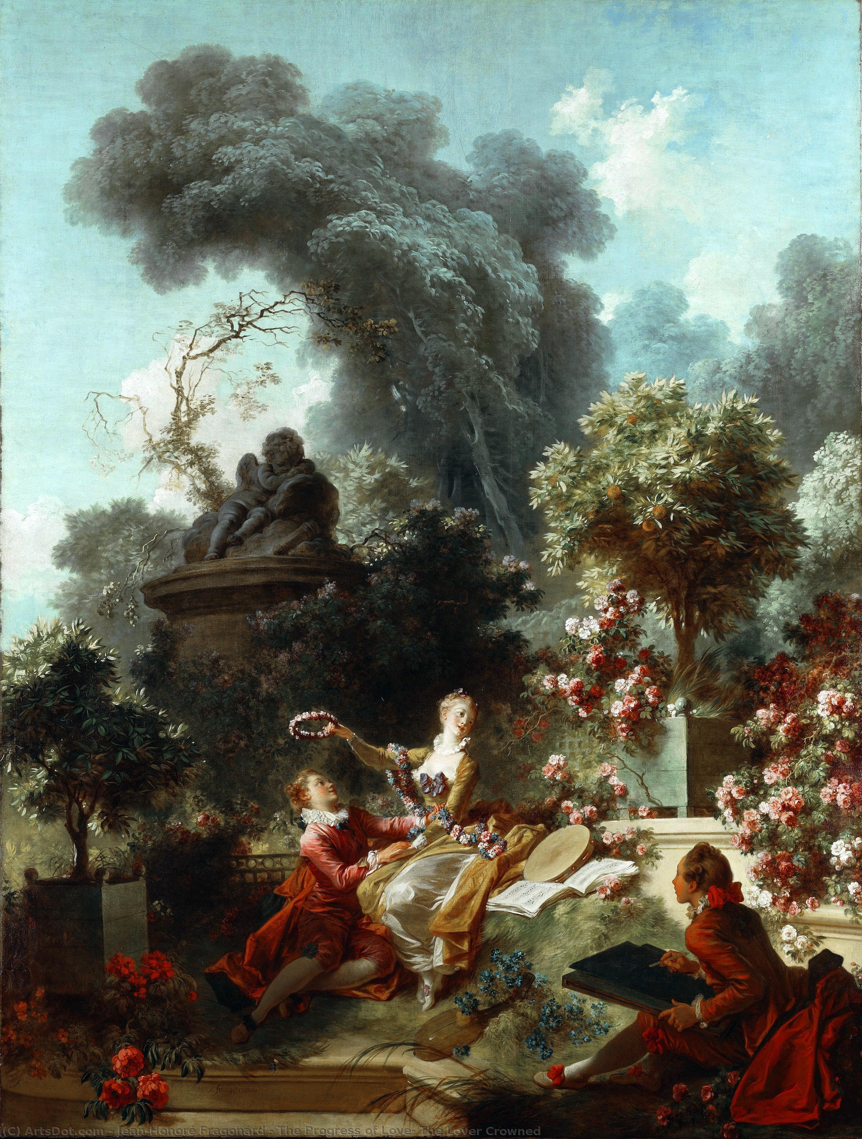 Wikioo.org – L'Enciclopedia delle Belle Arti - Pittura, Opere di Jean-Honoré Fragonard - il progresso di  amore  Olanda  amante  incoronato