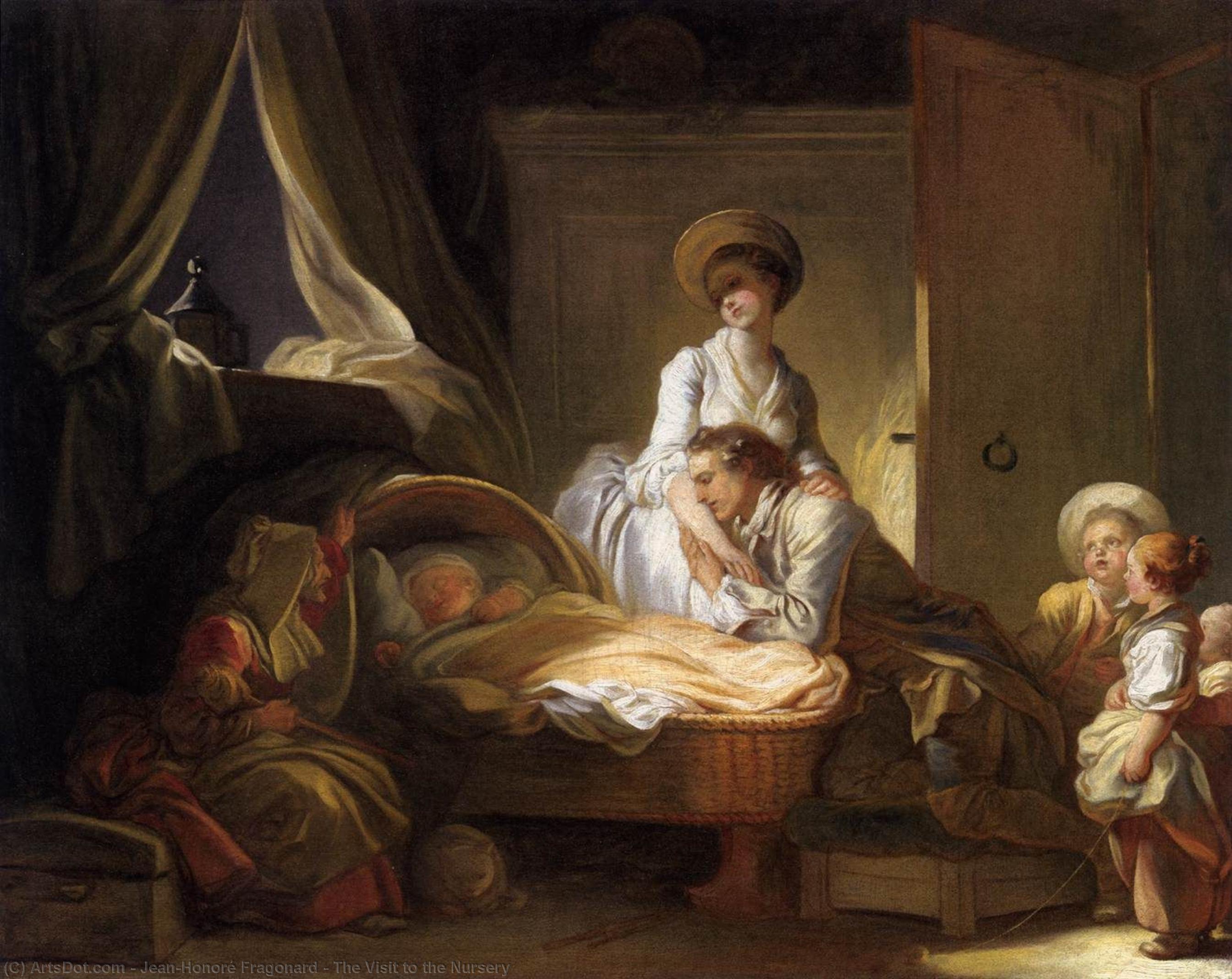 Wikioo.org - The Encyclopedia of Fine Arts - Painting, Artwork by Jean-Honoré Fragonard - The Visit to the Nursery