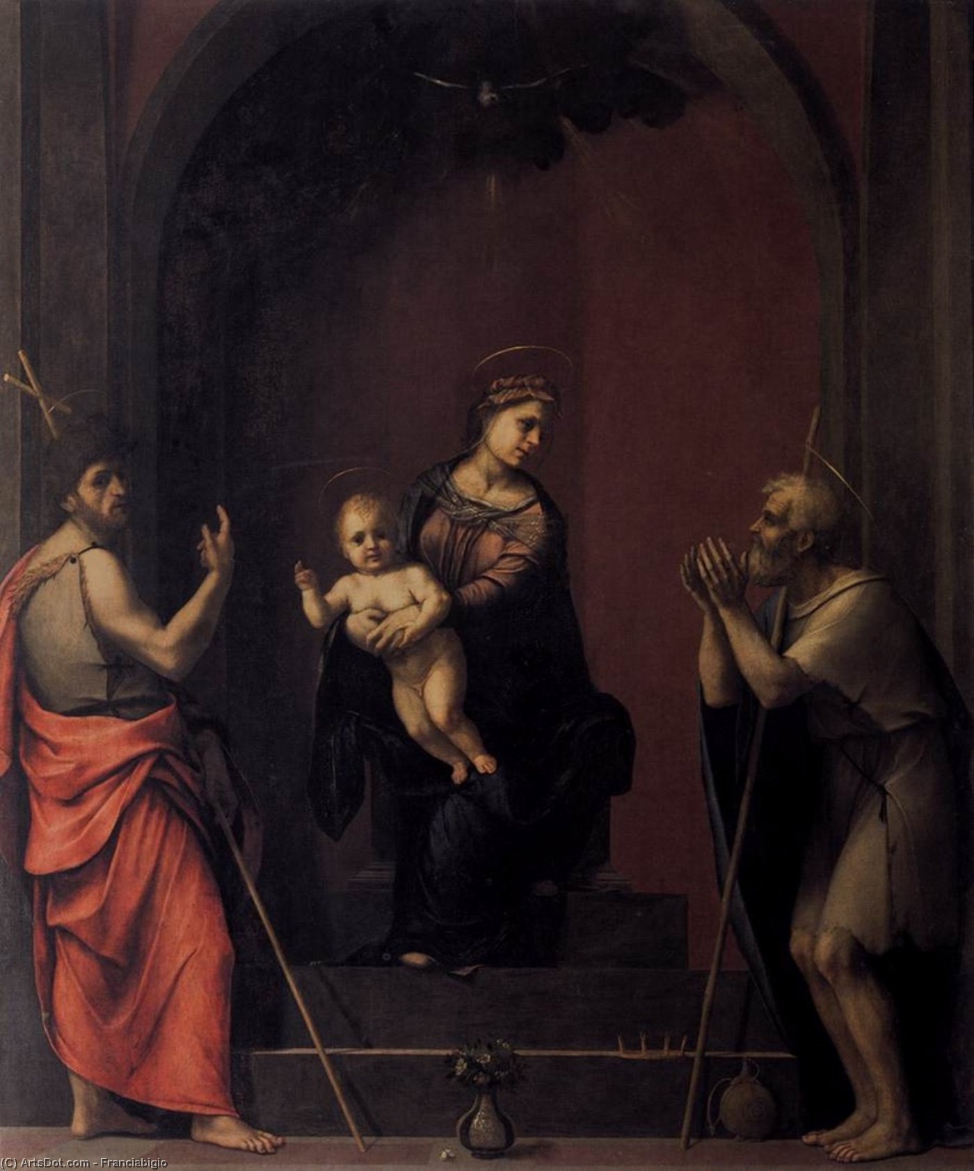 WikiOO.org - Encyclopedia of Fine Arts - Lukisan, Artwork Franciabigio - Virgin and Child with Sts John the Baptist and Job