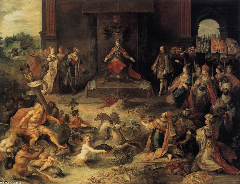 Wikioo.org - The Encyclopedia of Fine Arts - Painting, Artwork by Frans Francken The Younger - Allegory on the Abdication of Emperor Charles V in Brussels, 25 October 1555,
