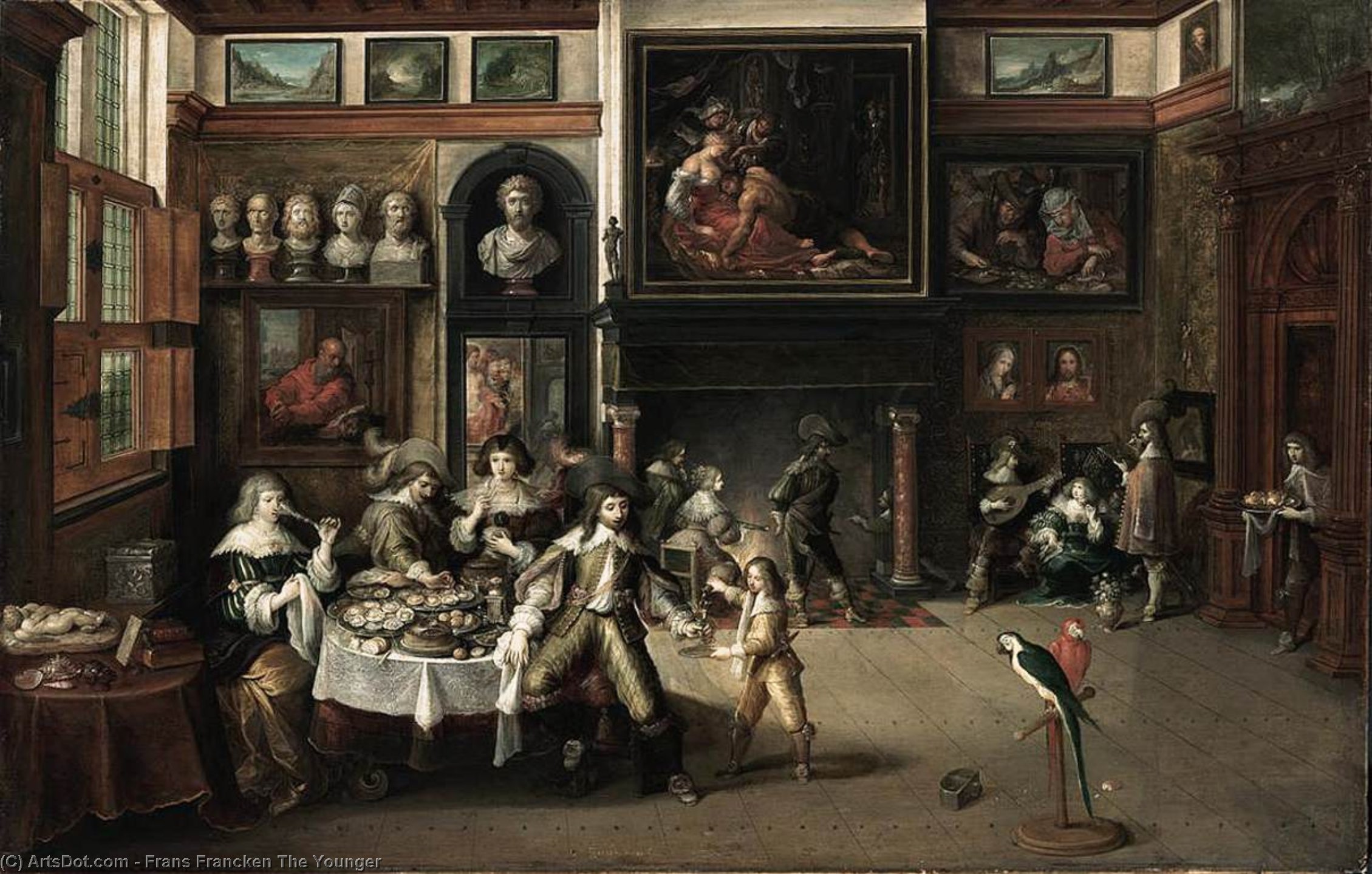 Wikioo.org - The Encyclopedia of Fine Arts - Painting, Artwork by Frans Francken The Younger - Supper at the House of Burgomaster Rockox