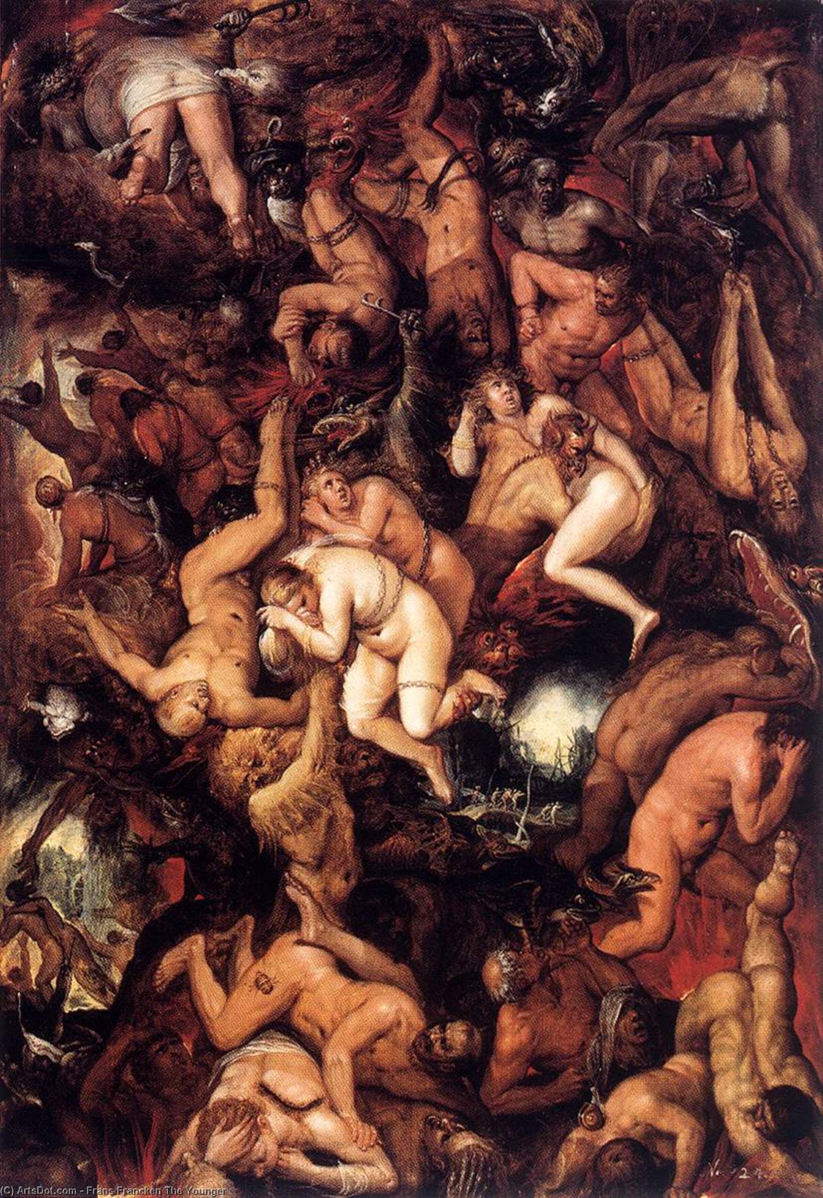 Wikioo.org - The Encyclopedia of Fine Arts - Painting, Artwork by Frans Francken The Younger - The Damned Being Cast into Hell
