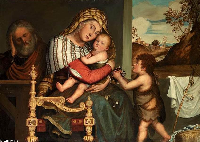 Wikioo.org - The Encyclopedia of Fine Arts - Painting, Artwork by Niccolò Frangipane - The Holy Family with the Infant St John the Baptist
