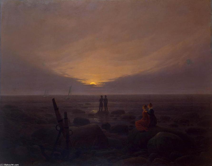 Wikioo.org - The Encyclopedia of Fine Arts - Painting, Artwork by Caspar David Friedrich - Moonrise by the Sea
