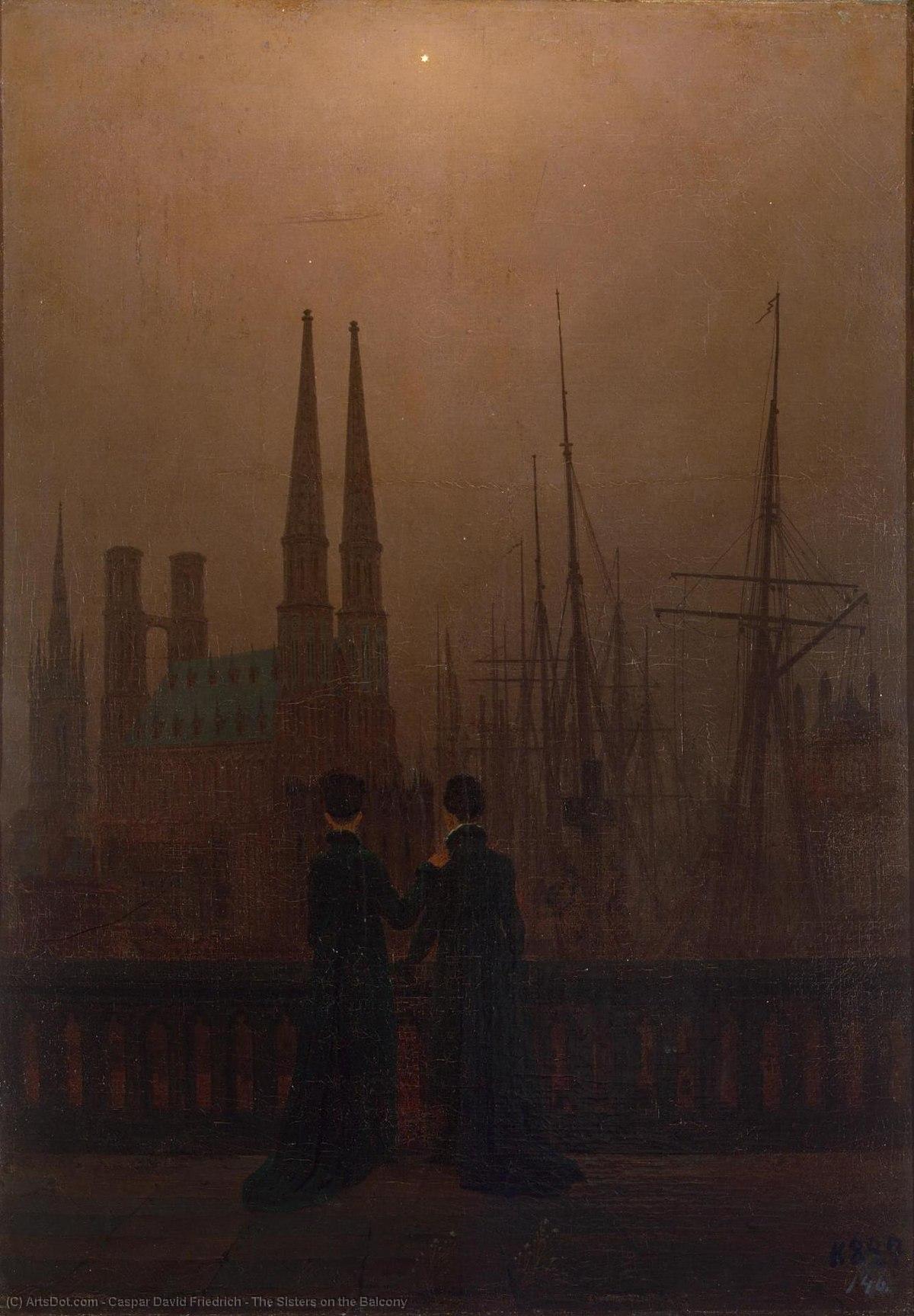 WikiOO.org - Encyclopedia of Fine Arts - Målning, konstverk Caspar David Friedrich - The Sisters on the Balcony