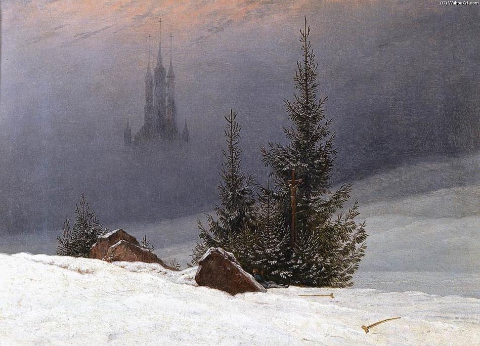 Wikioo.org - The Encyclopedia of Fine Arts - Painting, Artwork by Caspar David Friedrich - Winter Landscape with Church