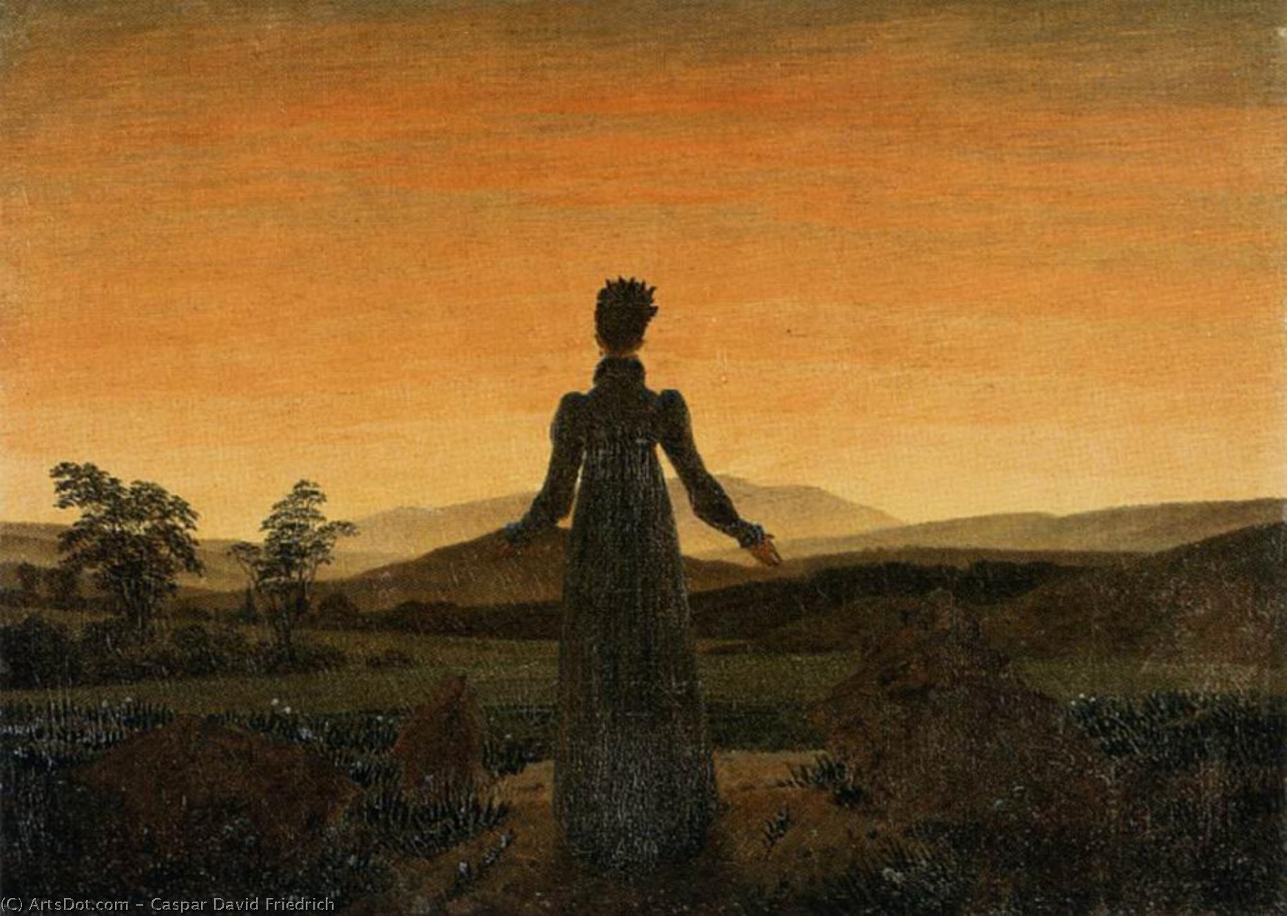 Wikioo.org – L'Enciclopedia delle Belle Arti - Pittura, Opere di Caspar David Friedrich - La donna prima il sorgere Sole ( La donna prima il impostazione sole )
