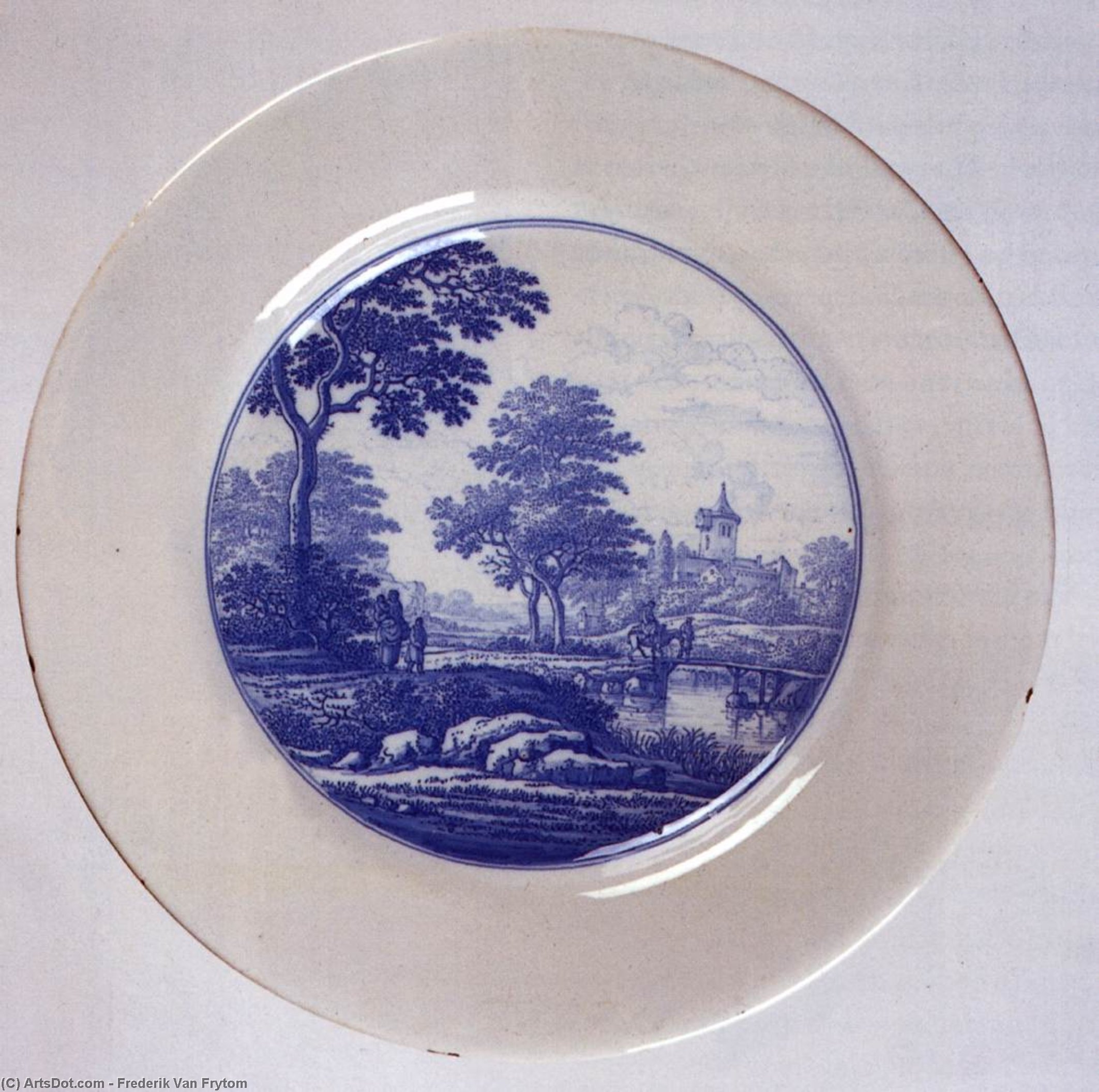 Wikioo.org - The Encyclopedia of Fine Arts - Painting, Artwork by Frederik Van Frytom - Dish with a landscape