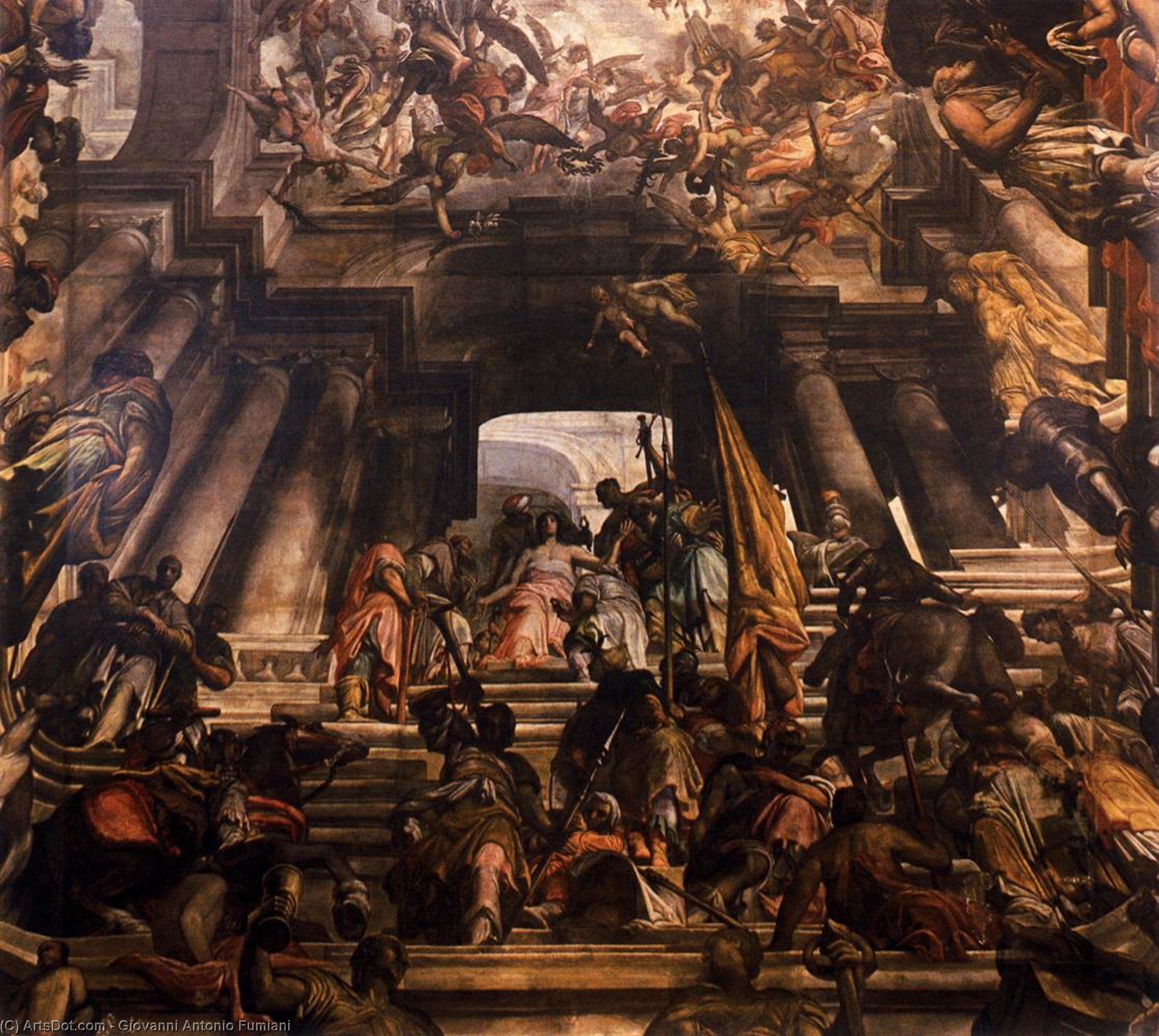 Wikioo.org - Bách khoa toàn thư về mỹ thuật - Vẽ tranh, Tác phẩm nghệ thuật Giovanni Antonio Fumiani - Martyrdom and Glory of St Pantaleon