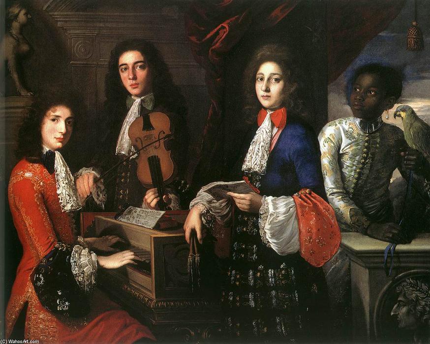 Wikioo.org - The Encyclopedia of Fine Arts - Painting, Artwork by Anton Domenico Gabbiani - Portrait of Three Musicians of the Medici Court