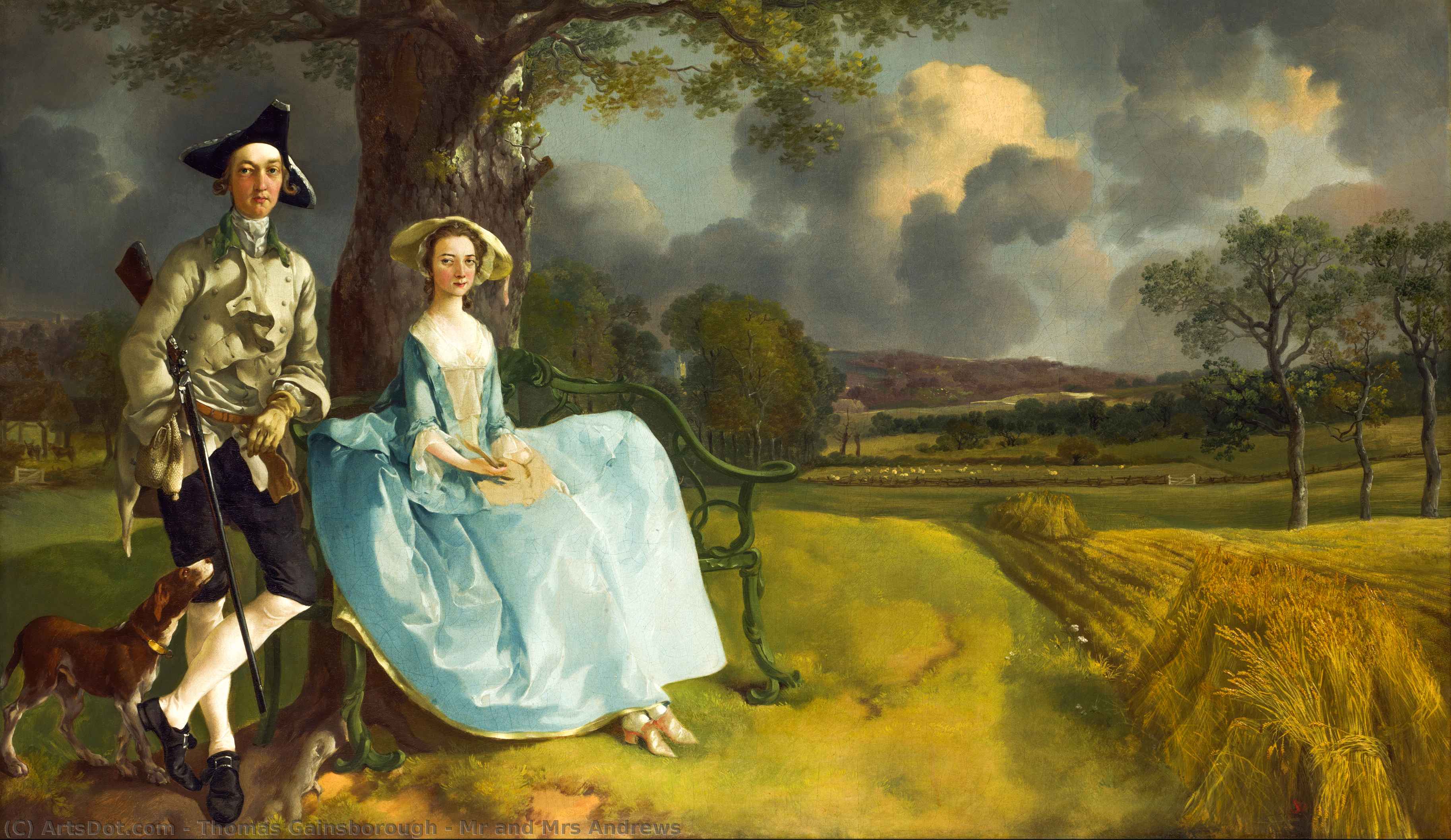 Wikoo.org - موسوعة الفنون الجميلة - اللوحة، العمل الفني Thomas Gainsborough - Mr and Mrs Andrews