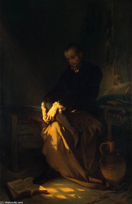 WikiOO.org - Encyclopedia of Fine Arts - Maalaus, taideteos Louis Gallait - Tasso in the Prison