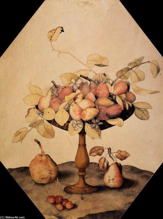 Wikioo.org - The Encyclopedia of Fine Arts - Painting, Artwork by Giovanna Garzoni - Bowl with Plums