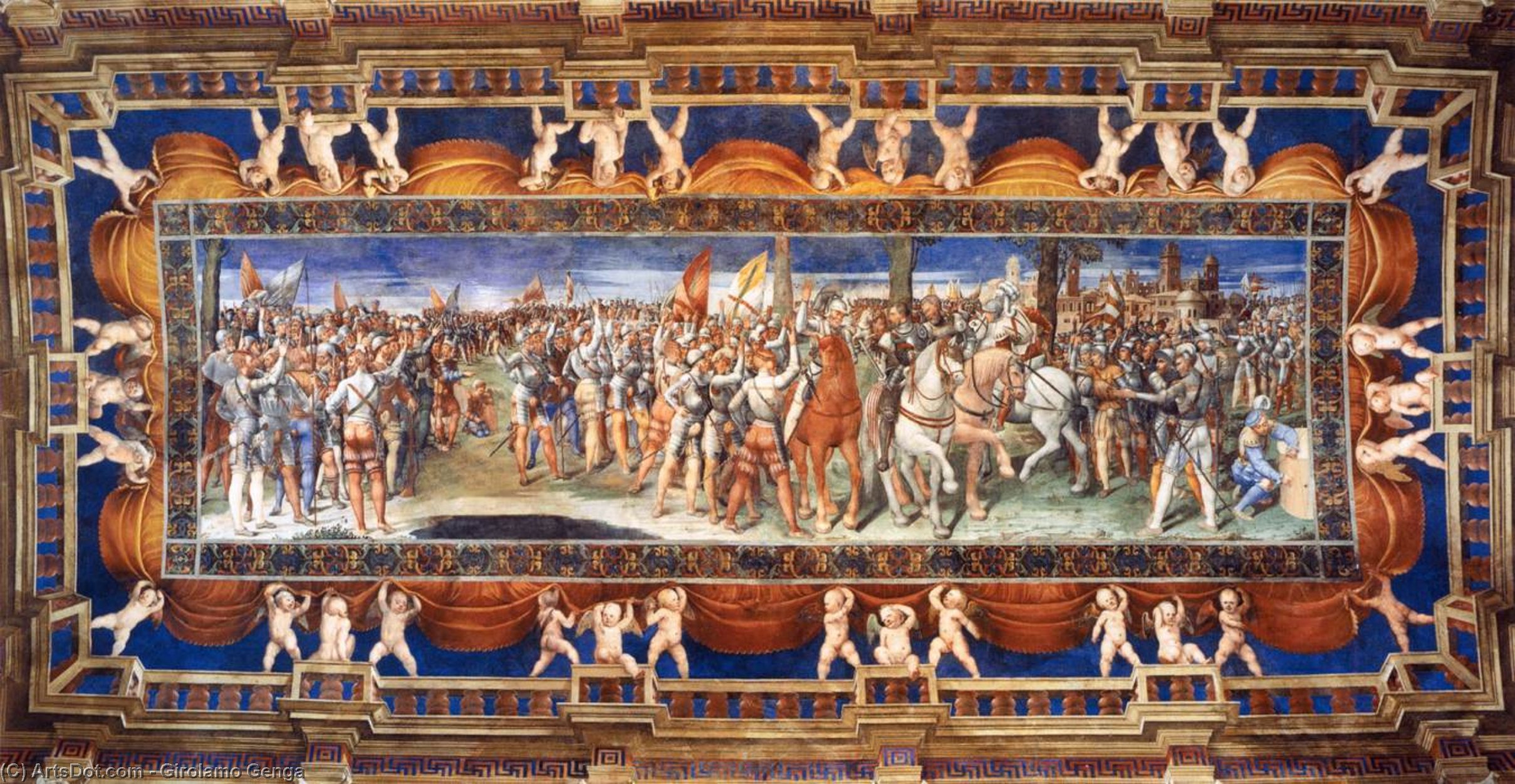 Wikioo.org - The Encyclopedia of Fine Arts - Painting, Artwork by Girolamo Genga - The Oath of Sermide