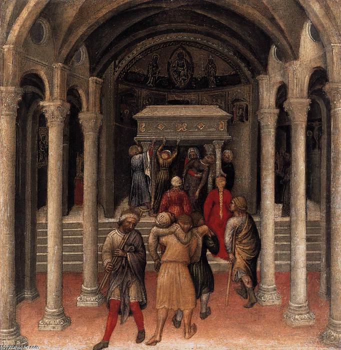 Wikioo.org - The Encyclopedia of Fine Arts - Painting, Artwork by Gentile Da Fabriano - Quaratesi Polyptych: Pilgrims at the Tomb of St Nicholas of Bari