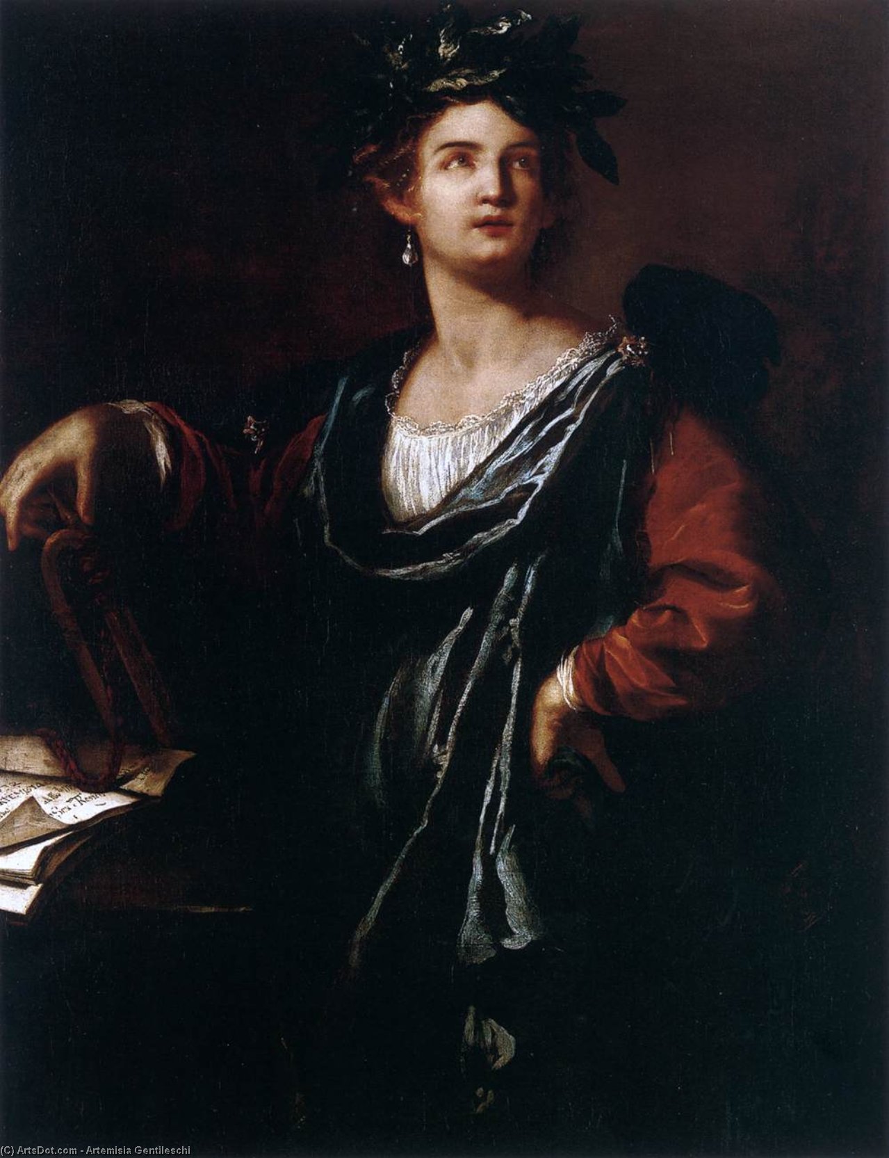 WikiOO.org - Encyclopedia of Fine Arts - Malba, Artwork Artemisia Gentileschi - Clio, the Muse of History