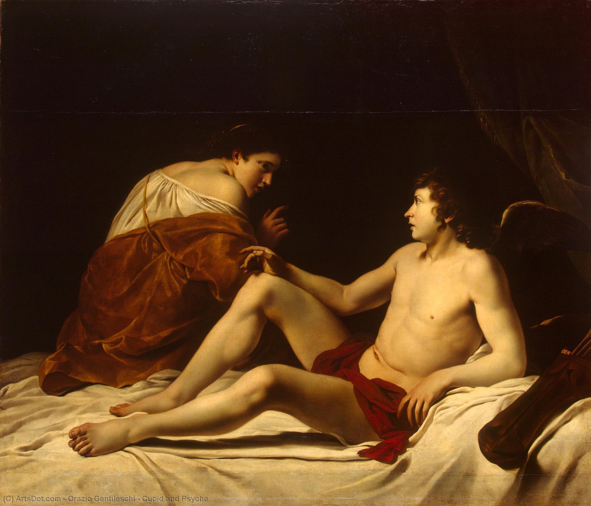 Wikioo.org - The Encyclopedia of Fine Arts - Painting, Artwork by Orazio Gentileschi - Cupid and Psyche