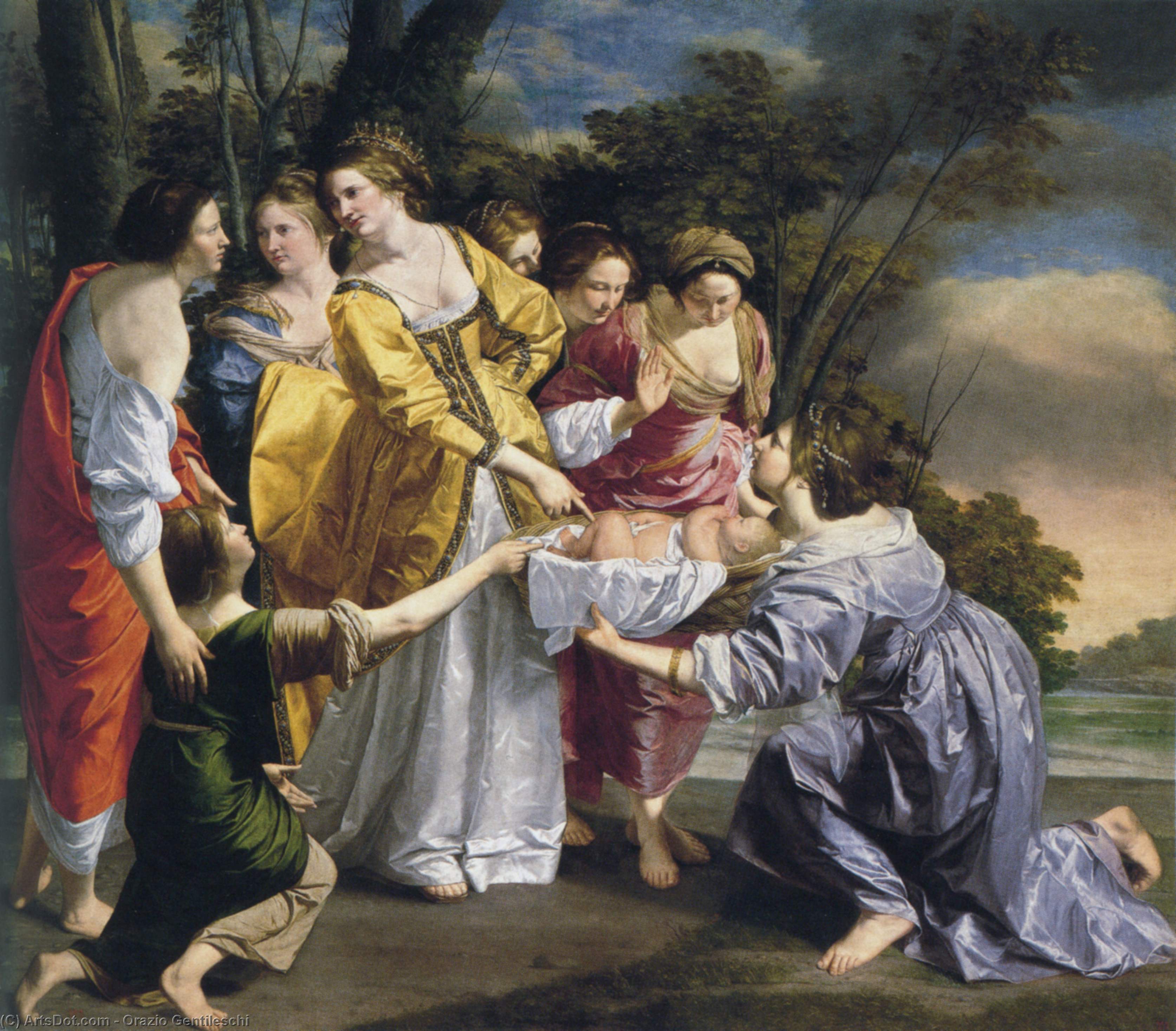 WikiOO.org - Encyclopedia of Fine Arts - Maľba, Artwork Orazio Gentileschi - Finding of Moses